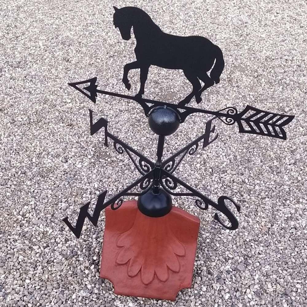 Horse weathervane on a ridge tile finial fitting with multiple angle options