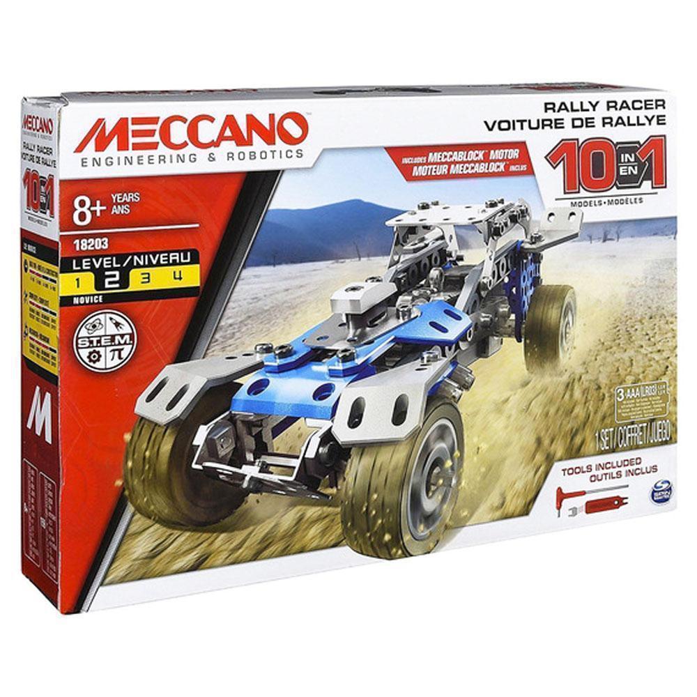 Kids Toys for Ages 8 and up 10-in-1 Racing Vehicles STEM Model Building Kit with 225 Parts and Real Tools Meccano 