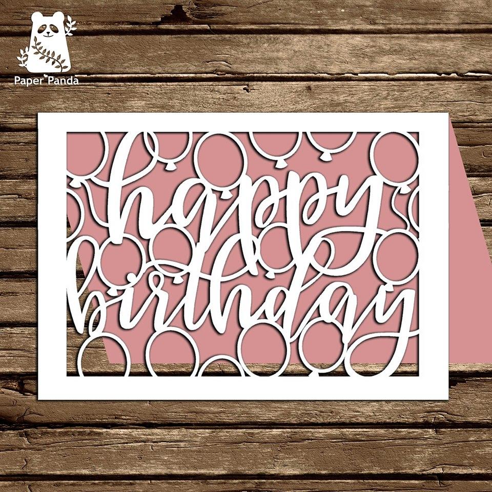Papercut Diy Design Template Happy Birthday Card Personal Use