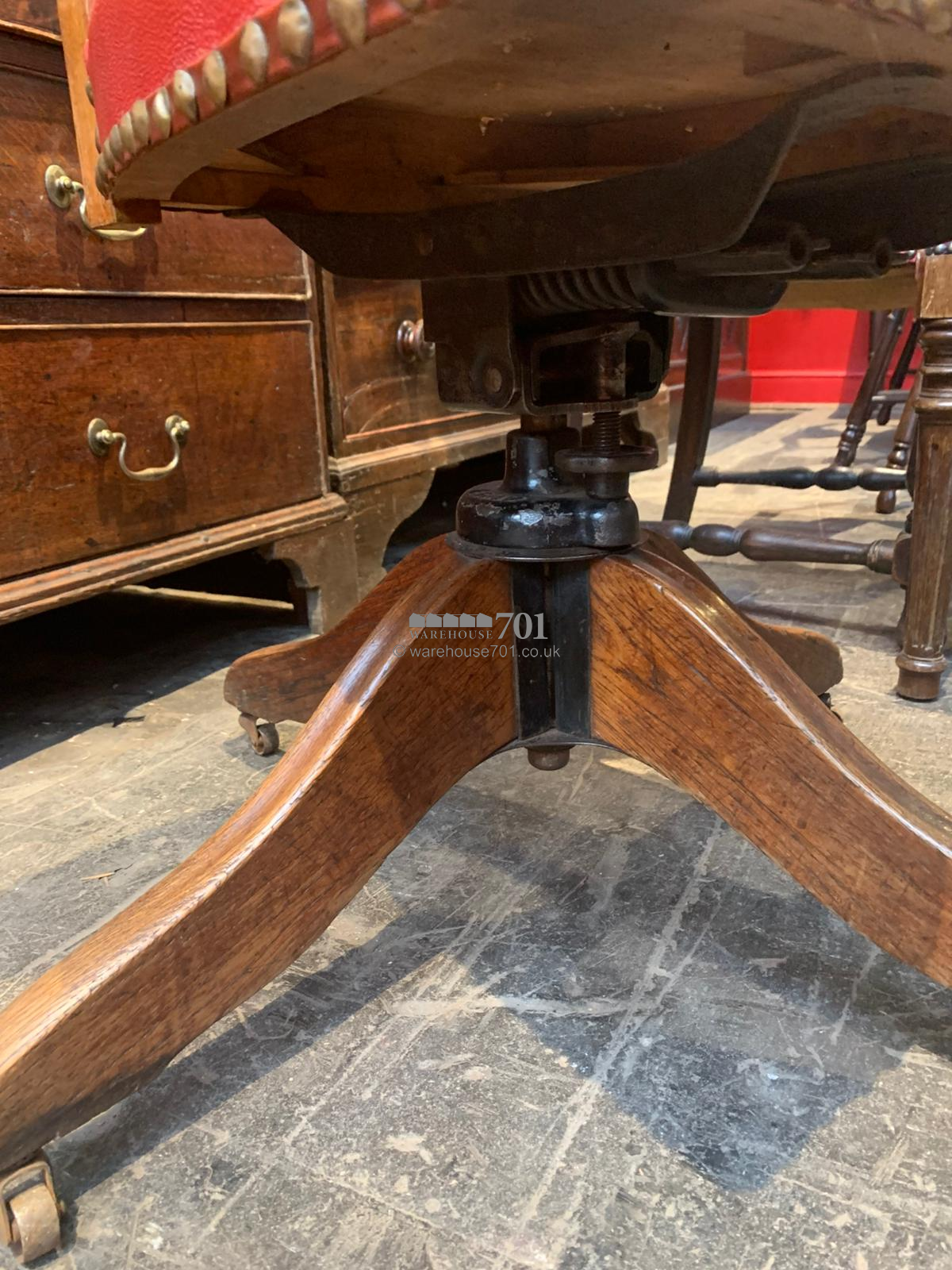 Antique oak swivel chair