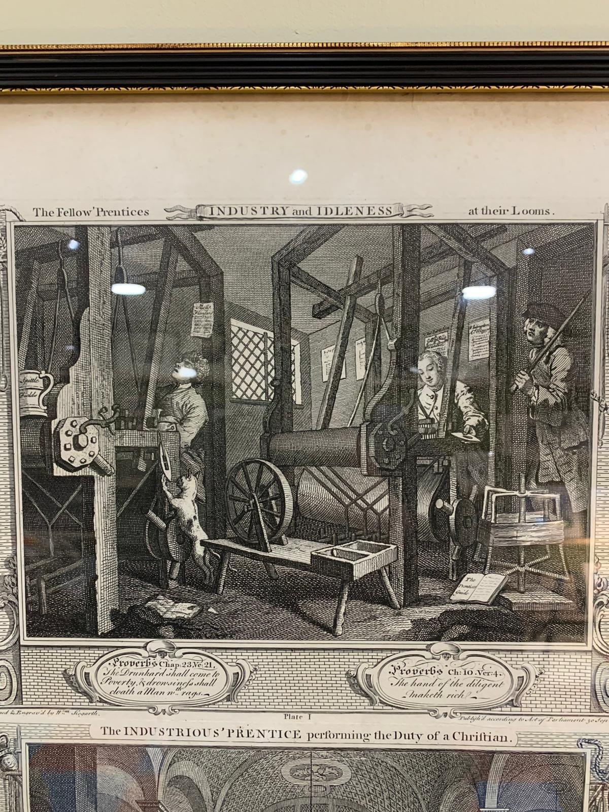 Antique Hogarth prints Industrious and idle 'prentice - sold separately