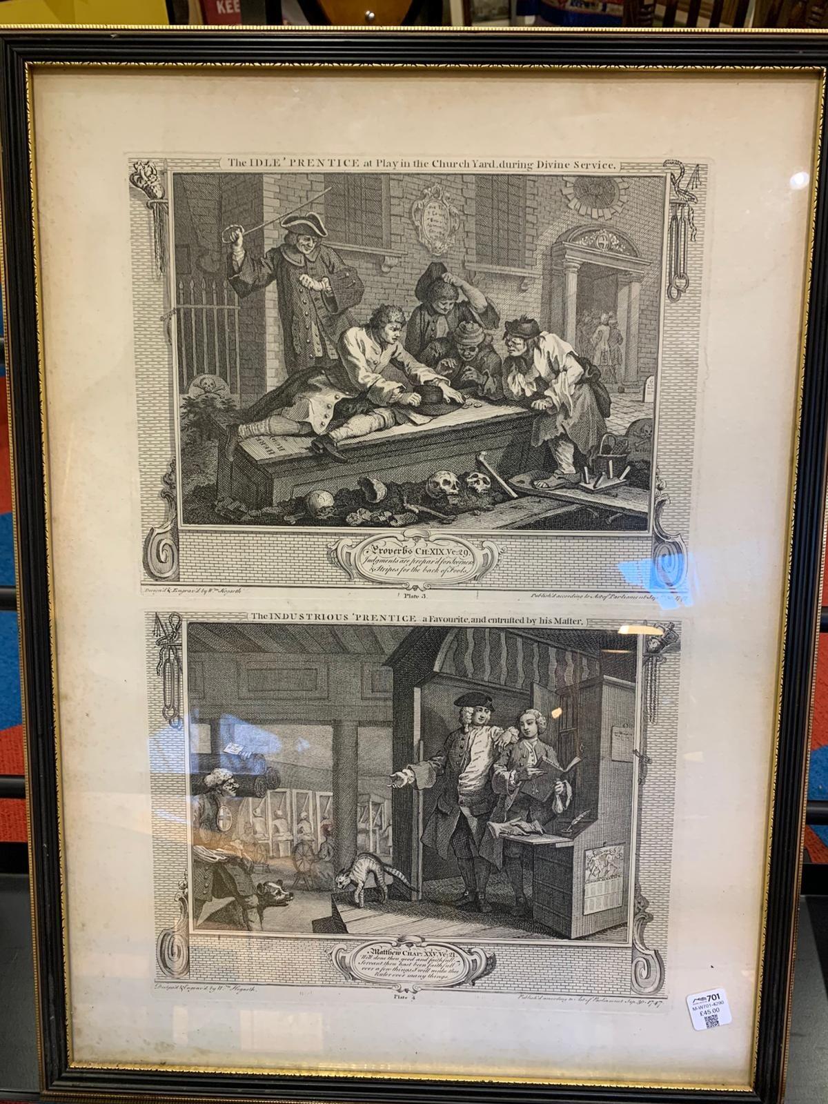Antique Hogarth prints Industrious and idle 'prentice - sold separately