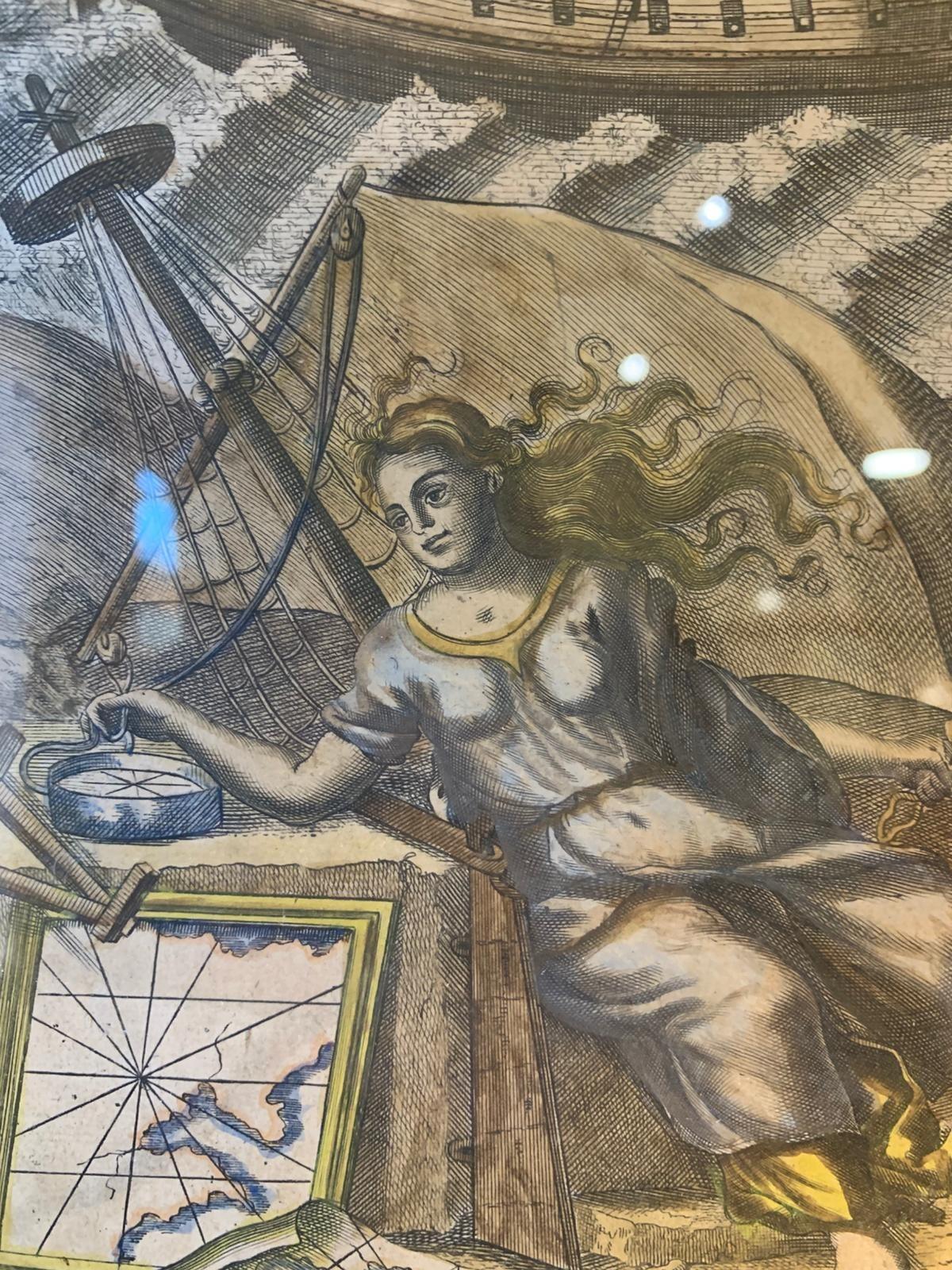 17th Century Navigation engraving by R Blome
