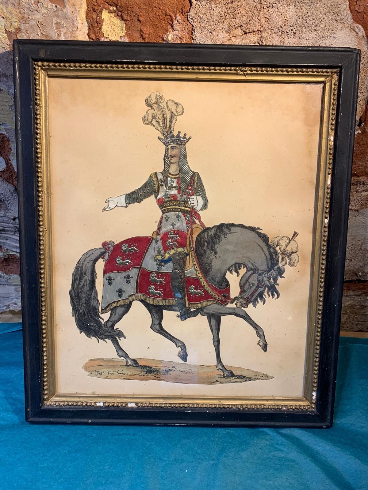 Antique tinsel print Edward the Black Prince