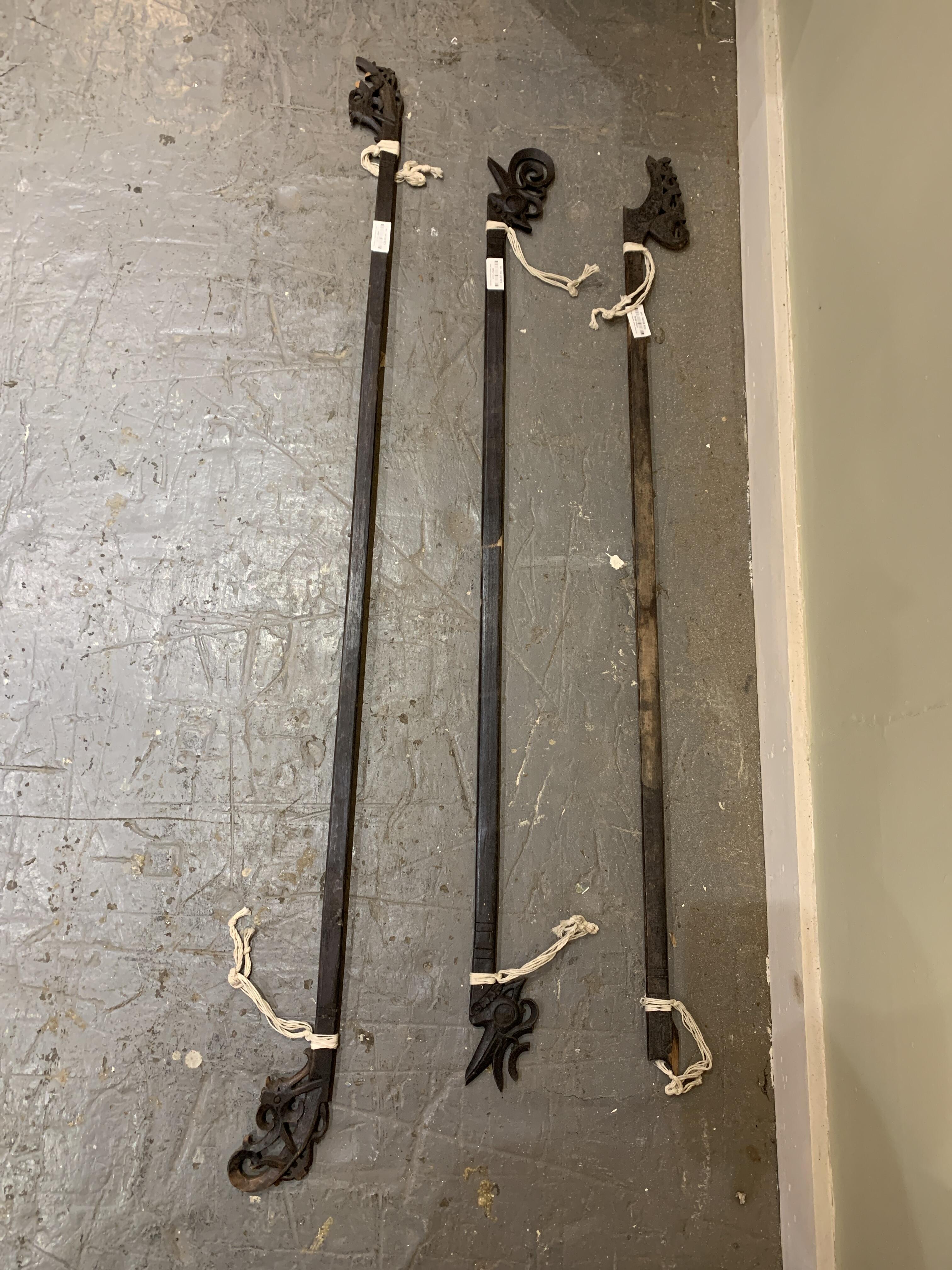 Eastern Ebonised Wood Curtain Rails