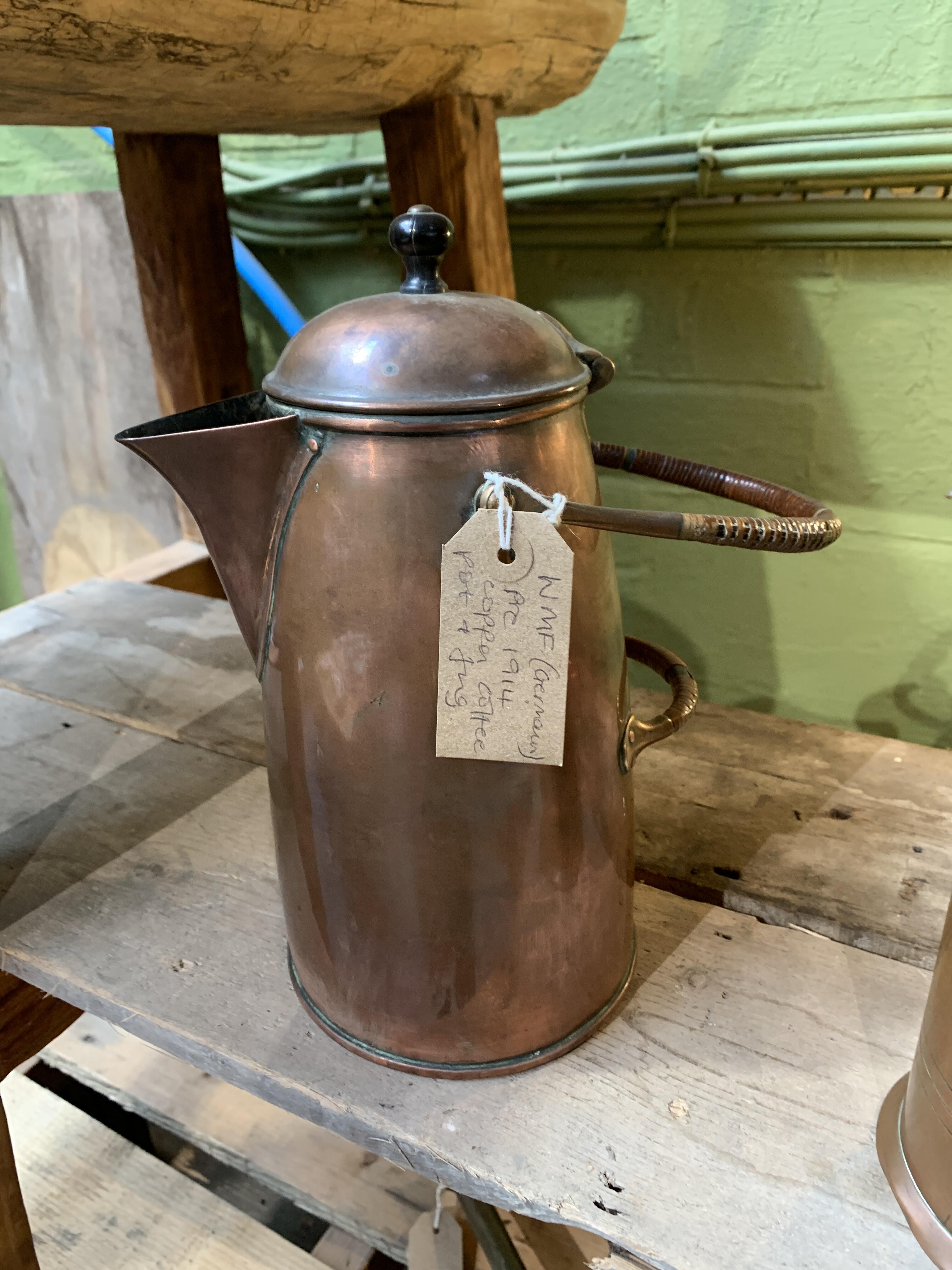 Antique WMF Copper Coffee Pot & Jug c.1914