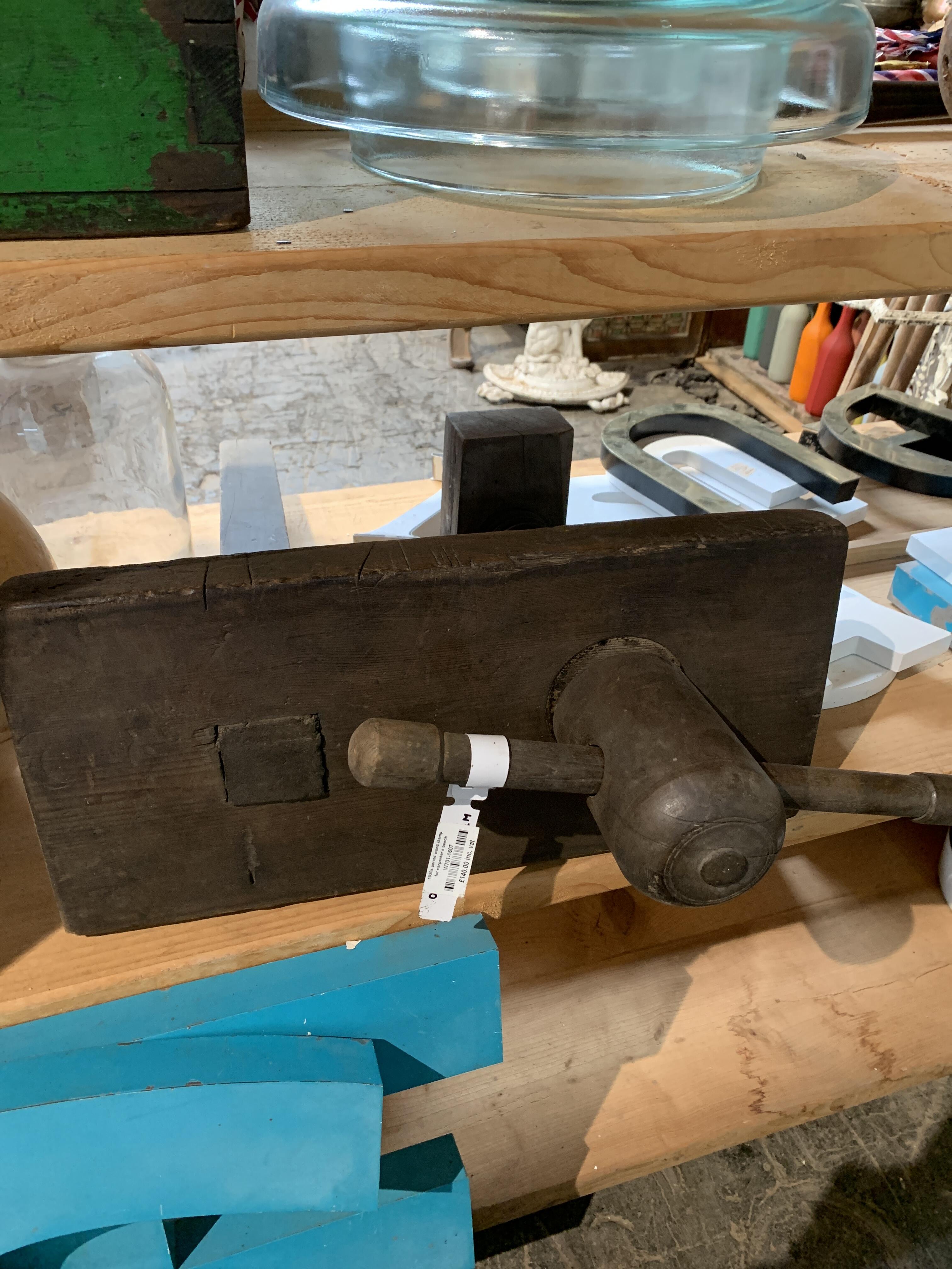 1930s Period Wood Clamp/Vice for Carpentry Workbench