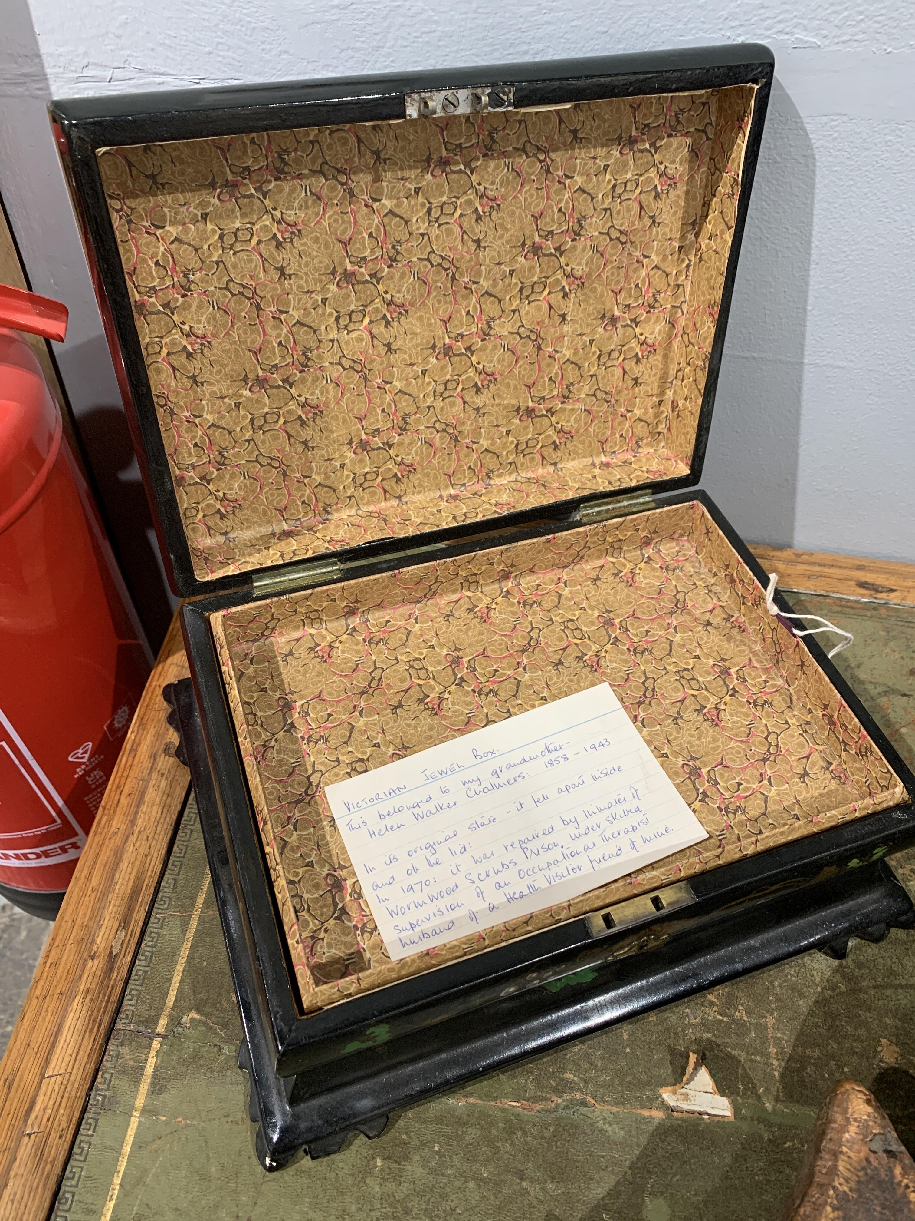 19th Century Lacquer Work Box with Floral Design