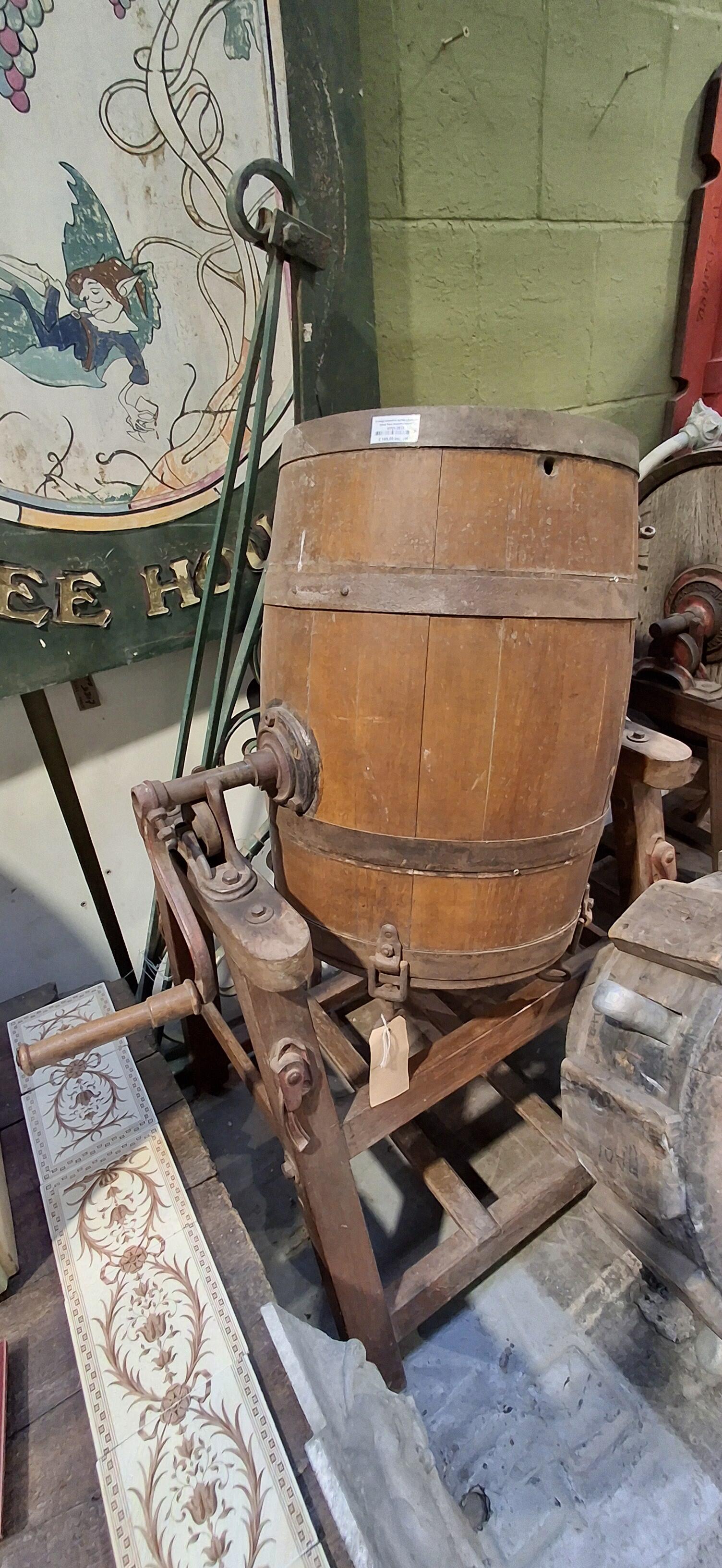 Antique Timber & Iron Butter Churn on Stand