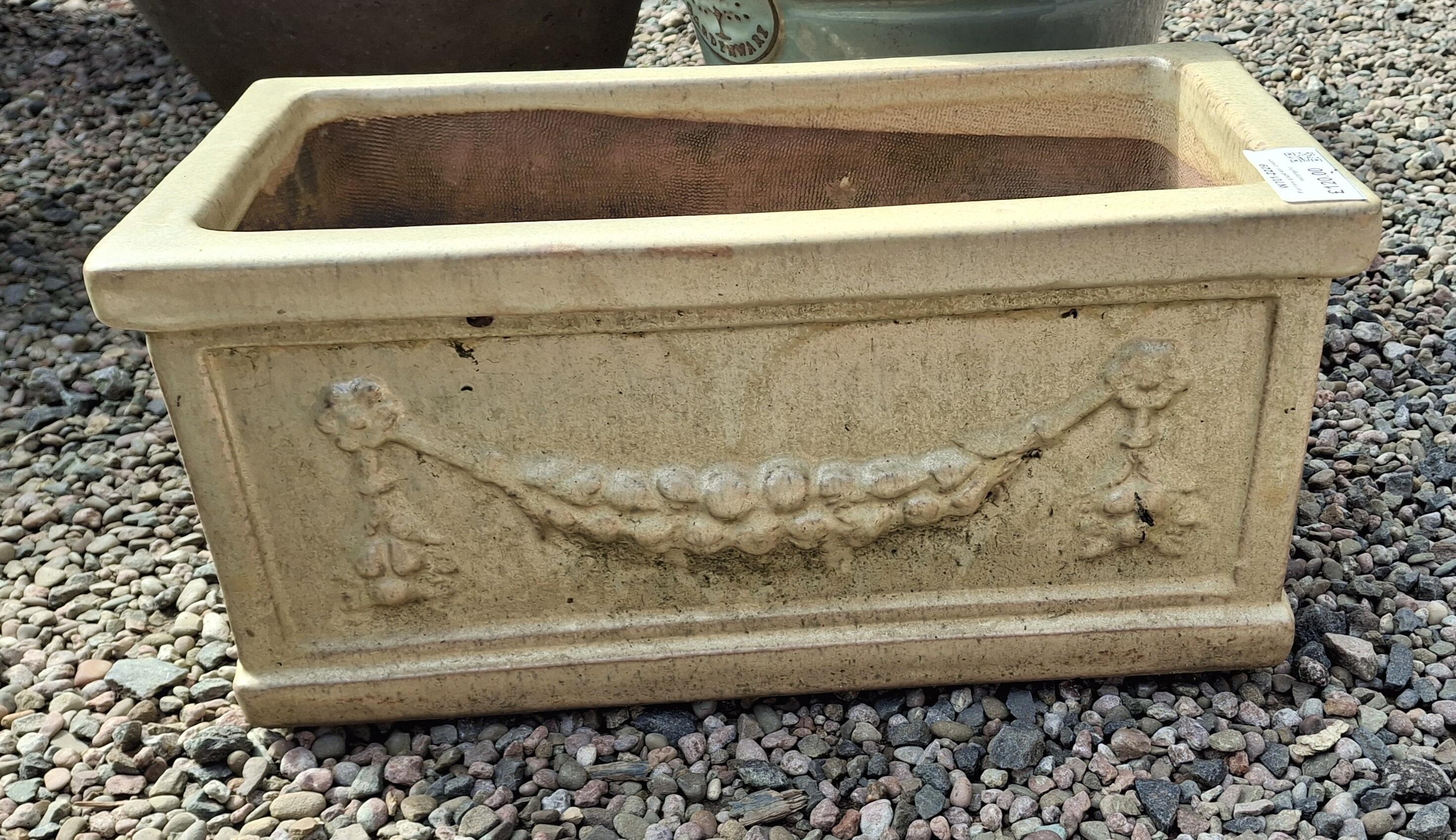 Pair of Cream Rectangular Glazed Planters