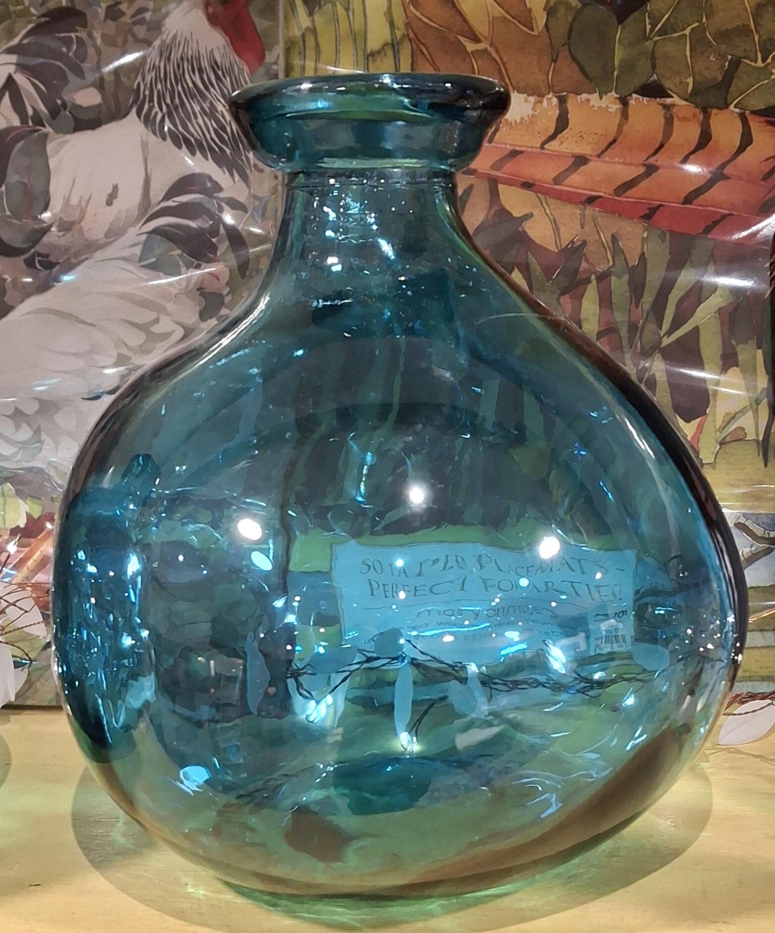 18cm Simplicity Vase - Ocean Blue Glass