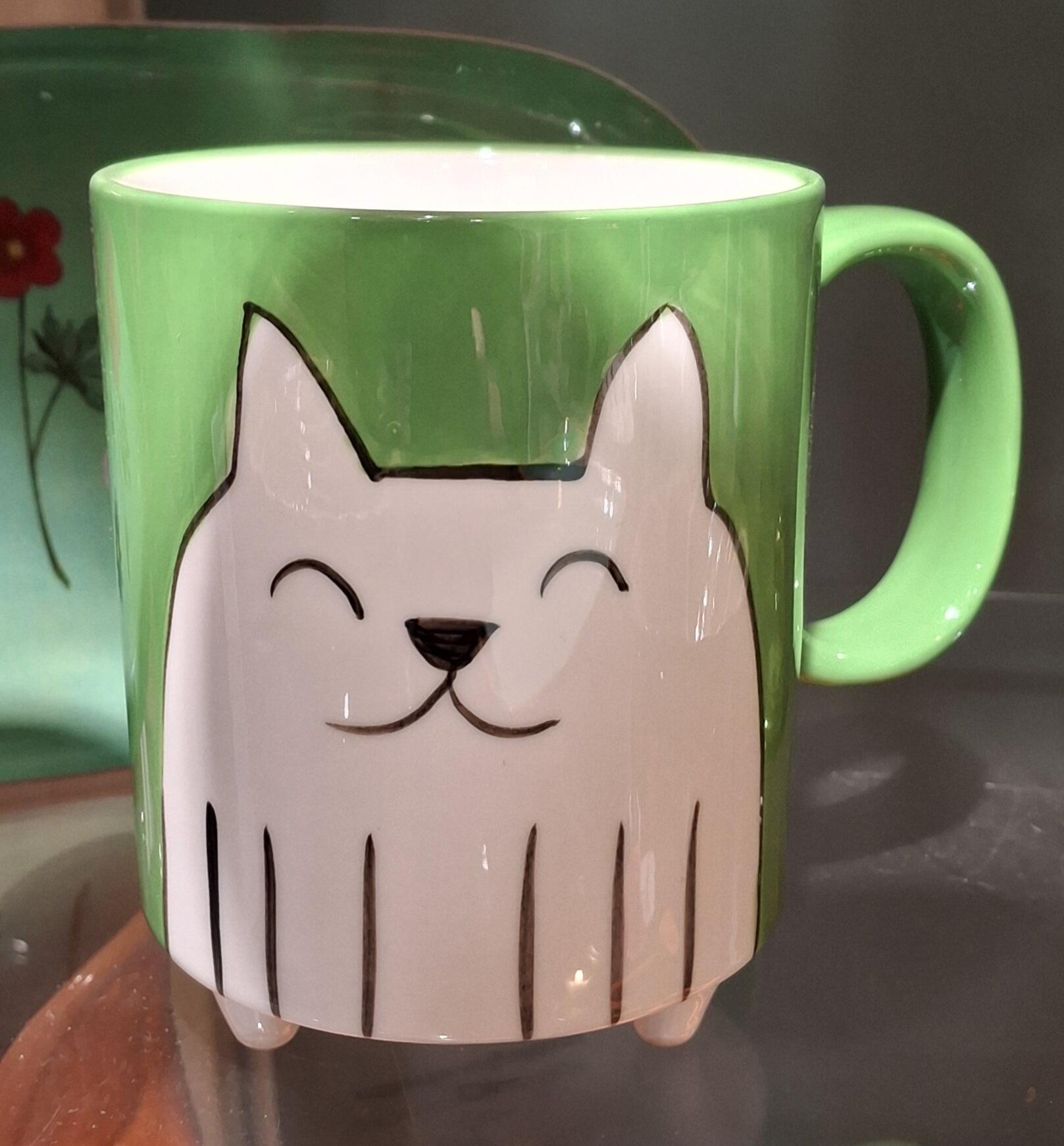 Charming Green Cat Mug Other designs and styles available