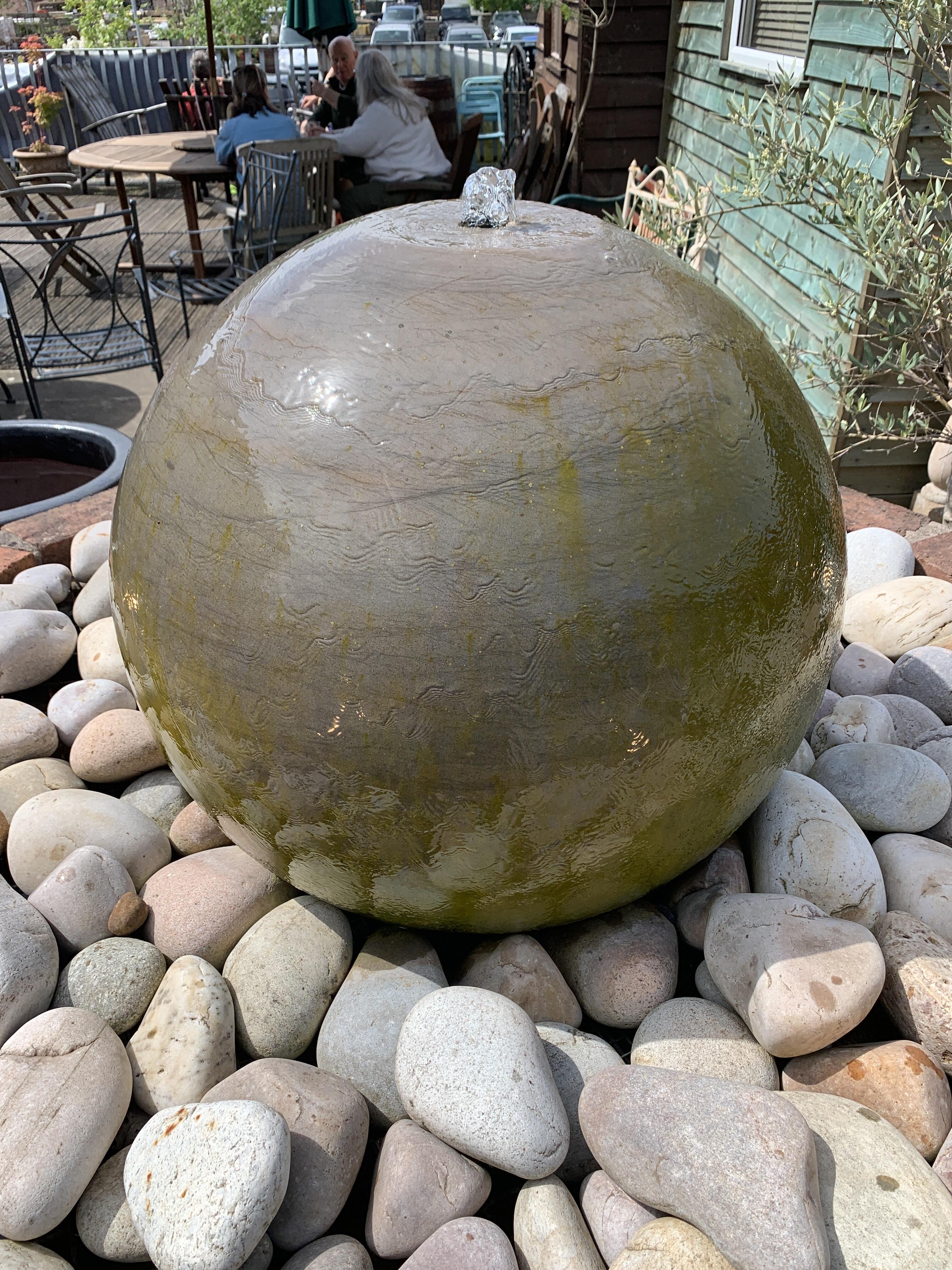 21" Stone Ball with Sump & Pump - Reclaimed Feature
