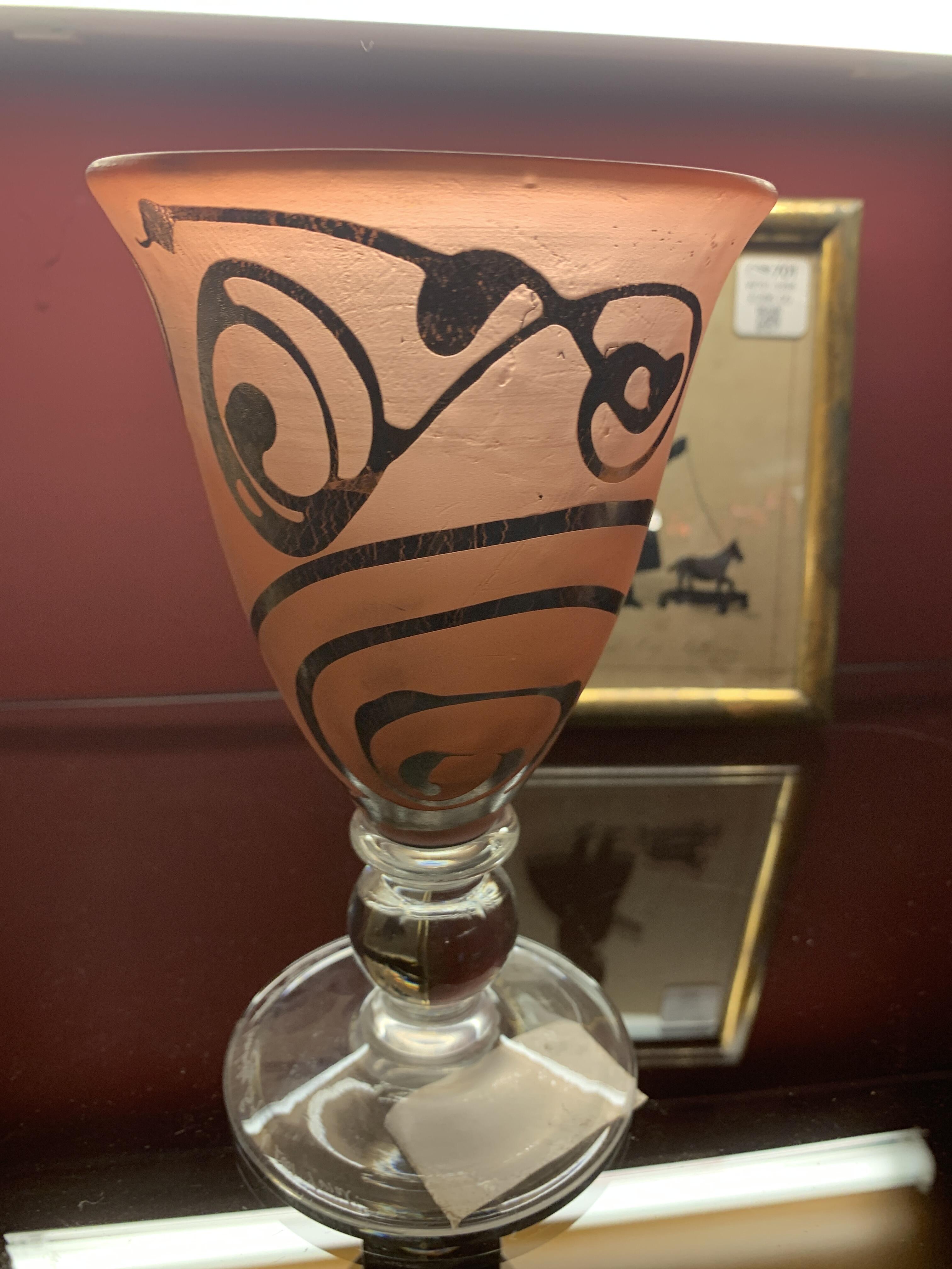 Glass Vase with Silver Cameo Trial Effect, Ironbridge 2001