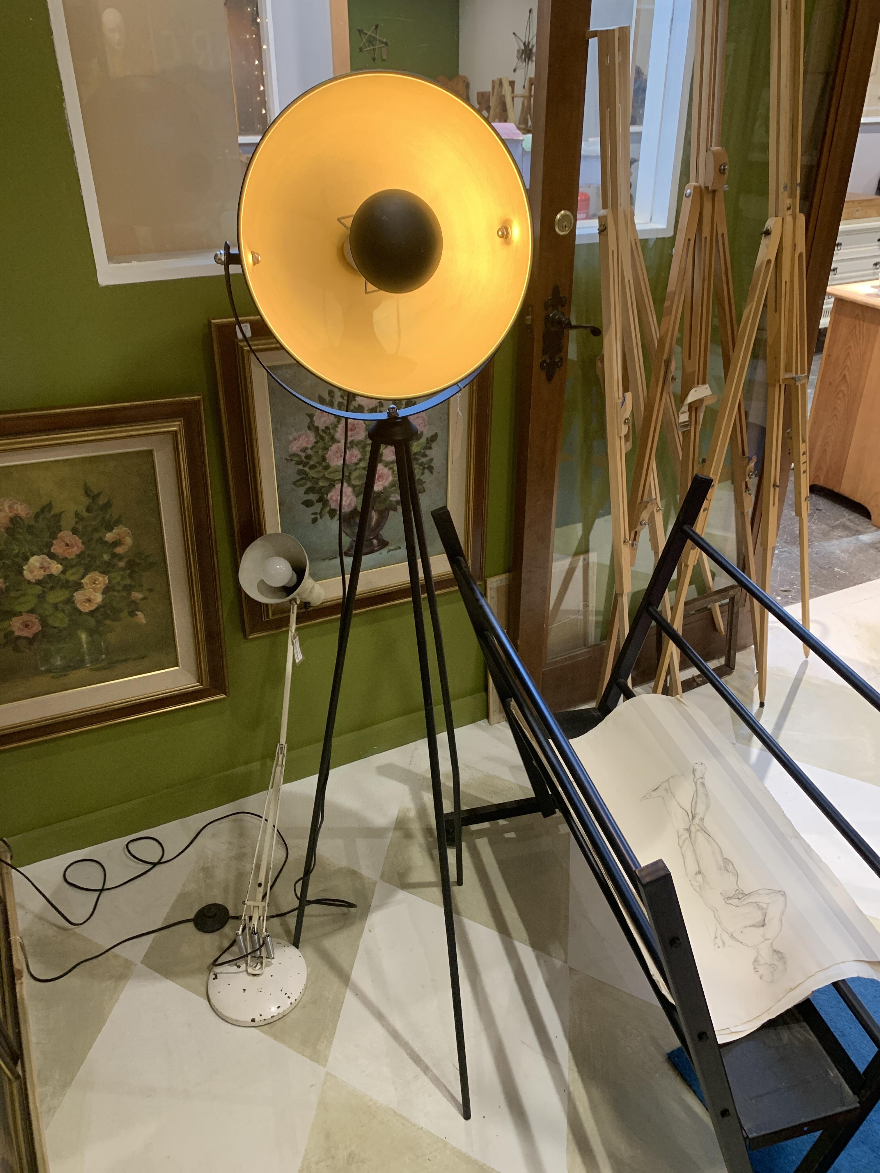 Industrial Black & Gold Floor Lamp