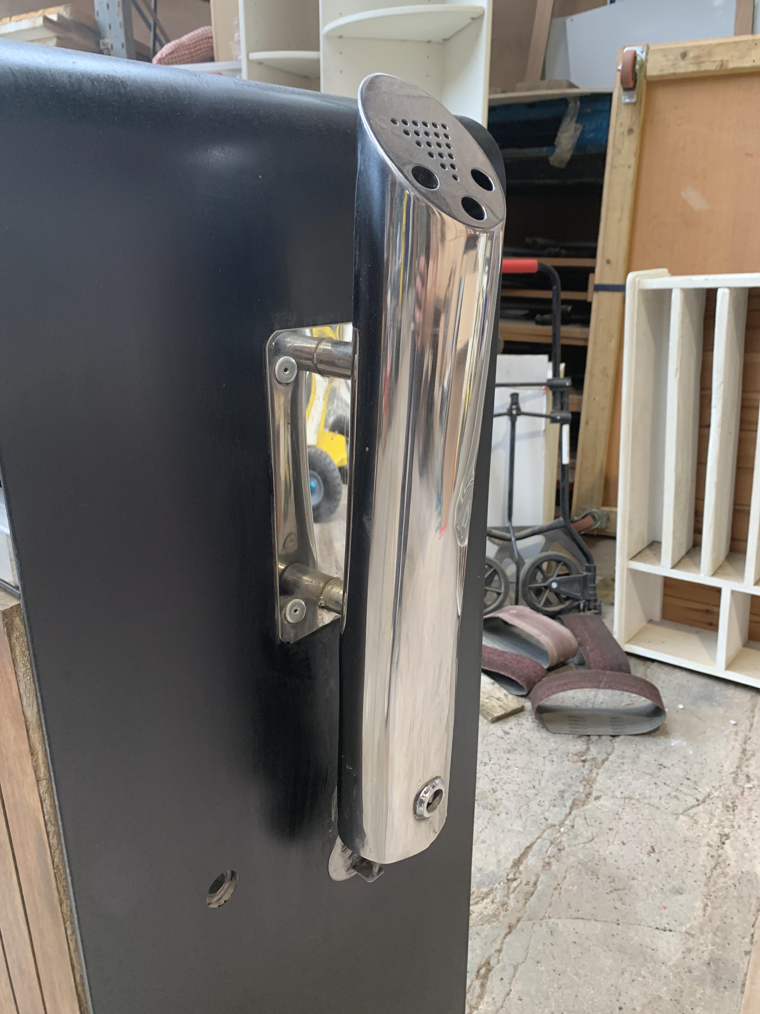 Pair of Black Galvanised Iroko Wood 'Protect' Bins