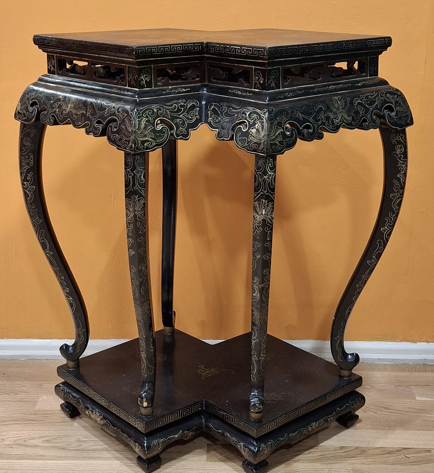 Vintage Black Chinoiserie Table PP82796