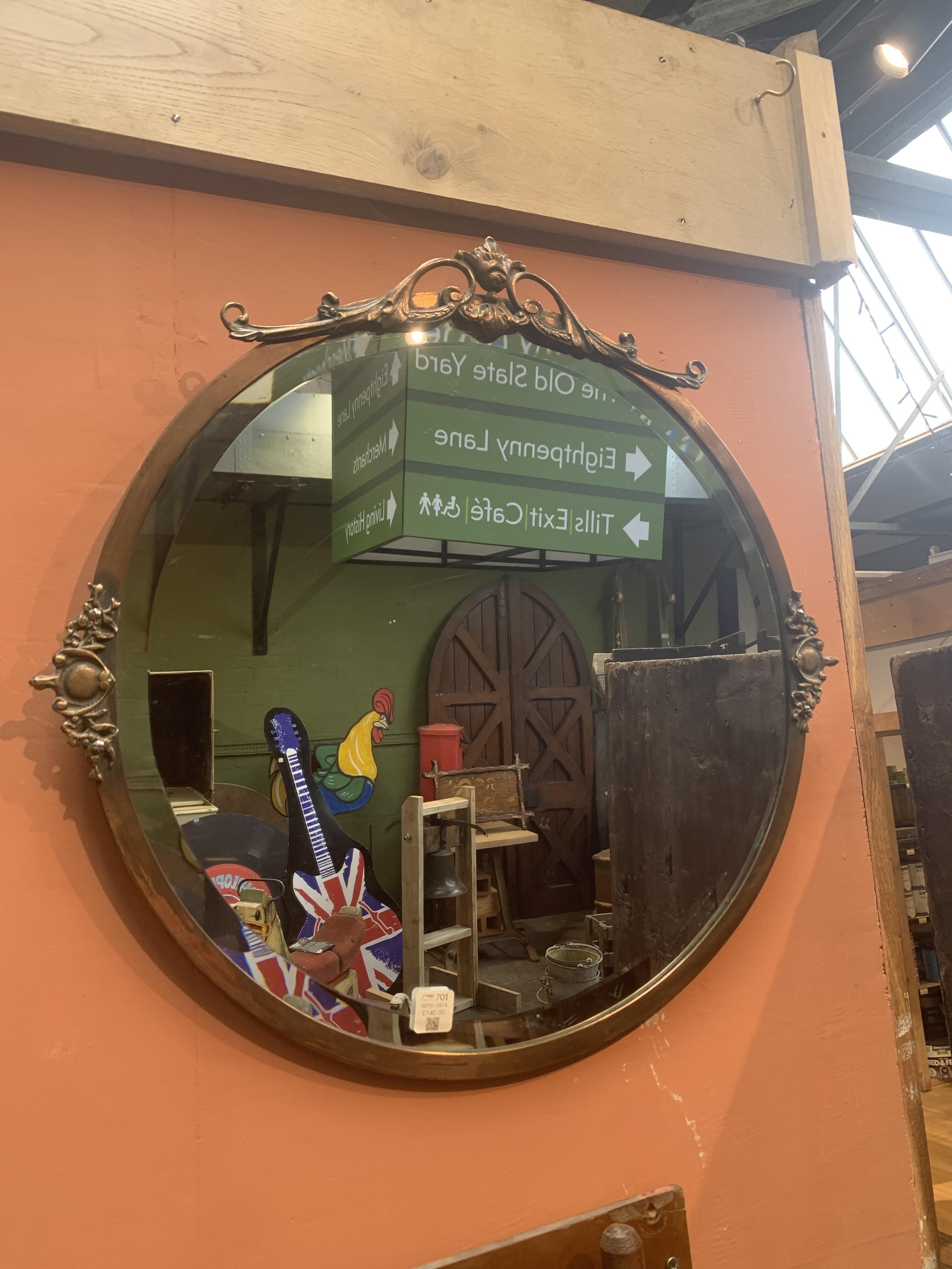 Elegant Circular Bronze Framed Mirror 55x57cm