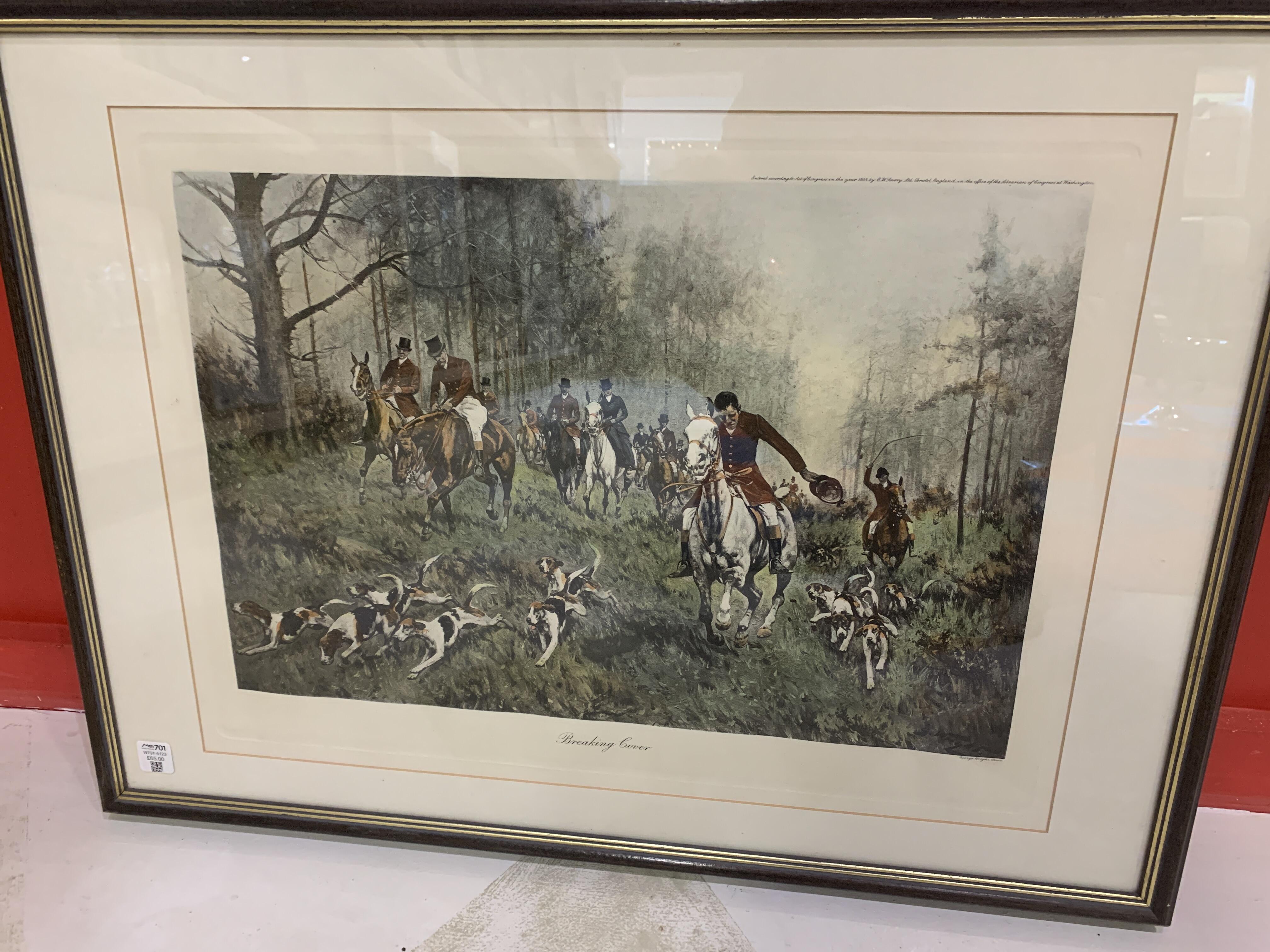 Antique Print - Breaking Cover, 1905