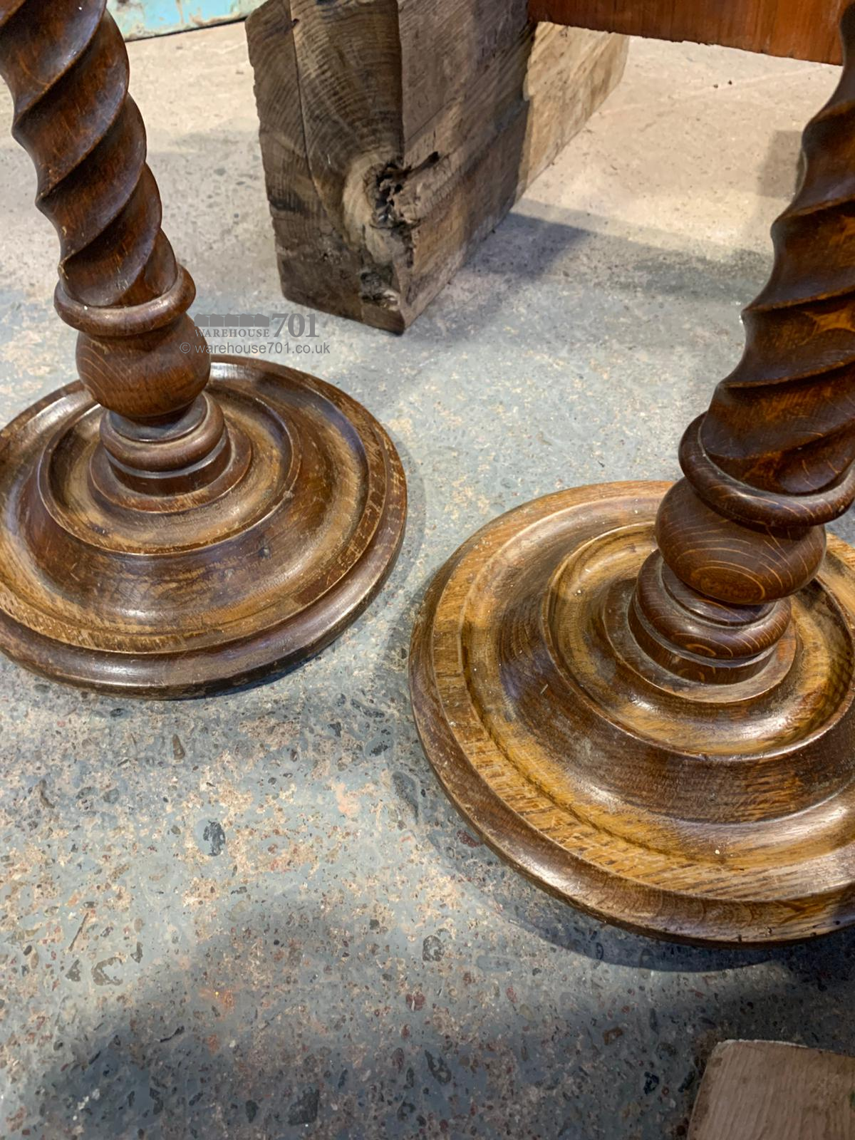 Pair of Large Turned Oak Candlesticks