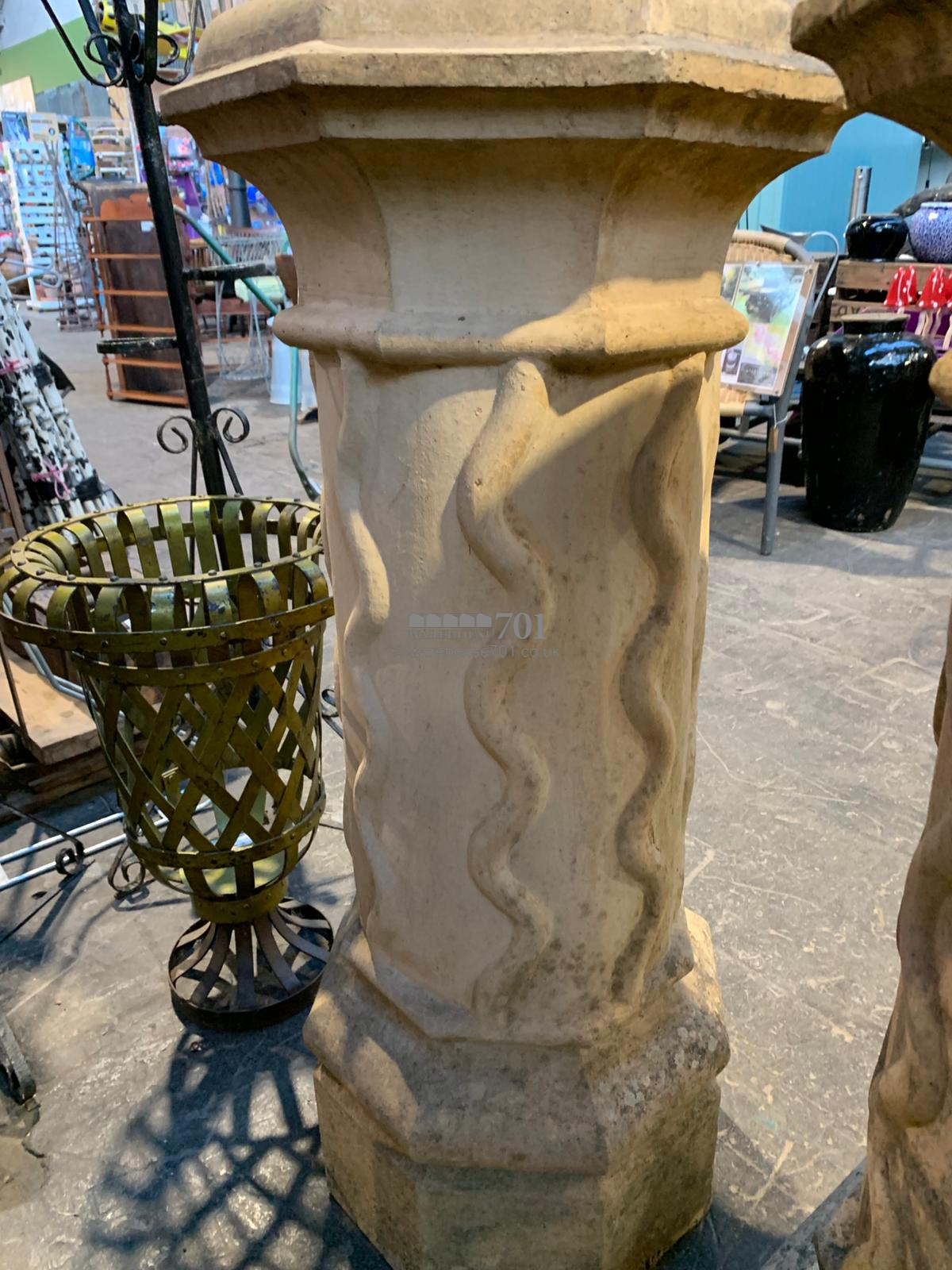 Pair of buff decorative pair of chimney pots