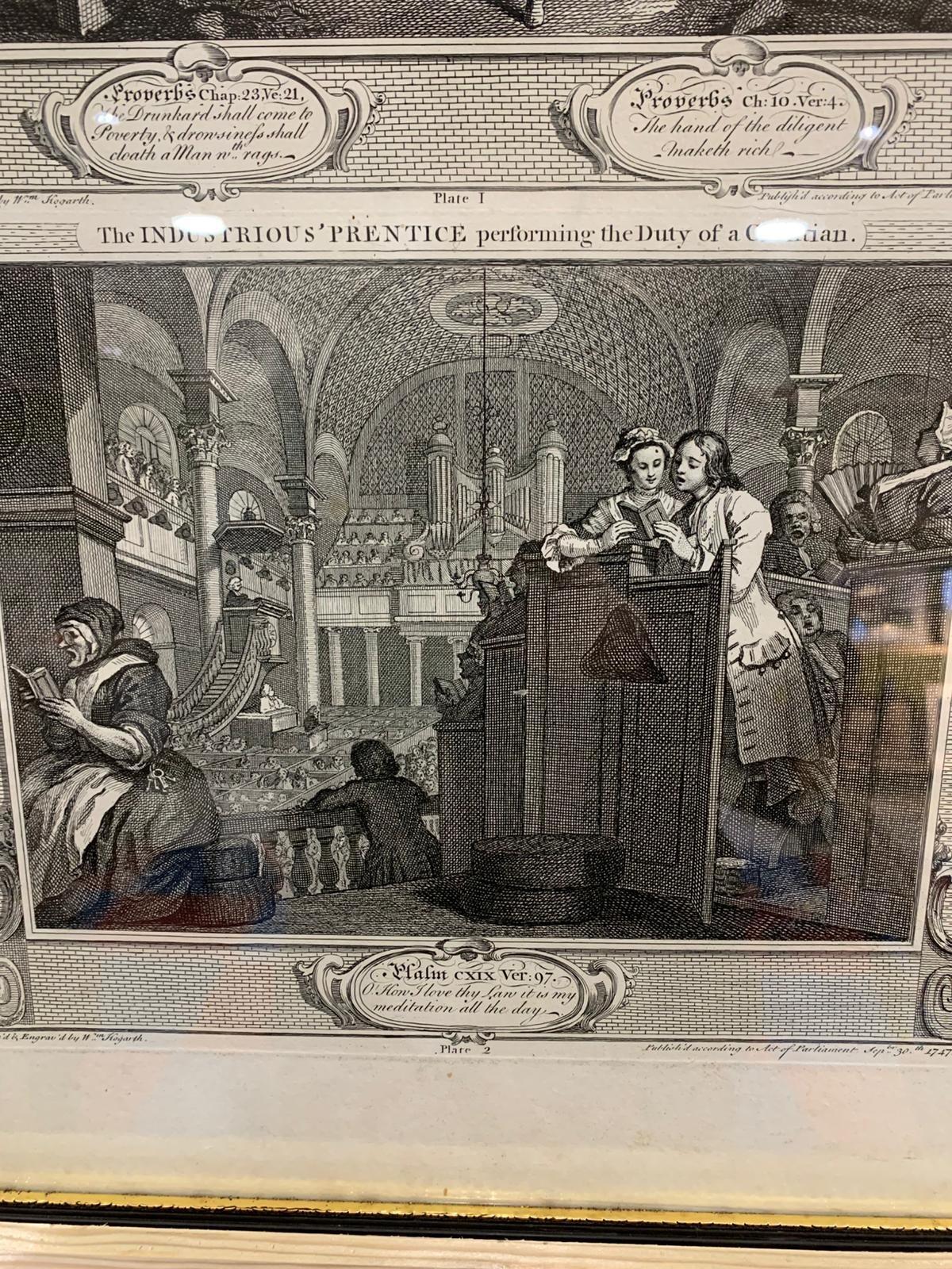 Antique Hogarth prints Industrious and idle 'prentice - sold separately