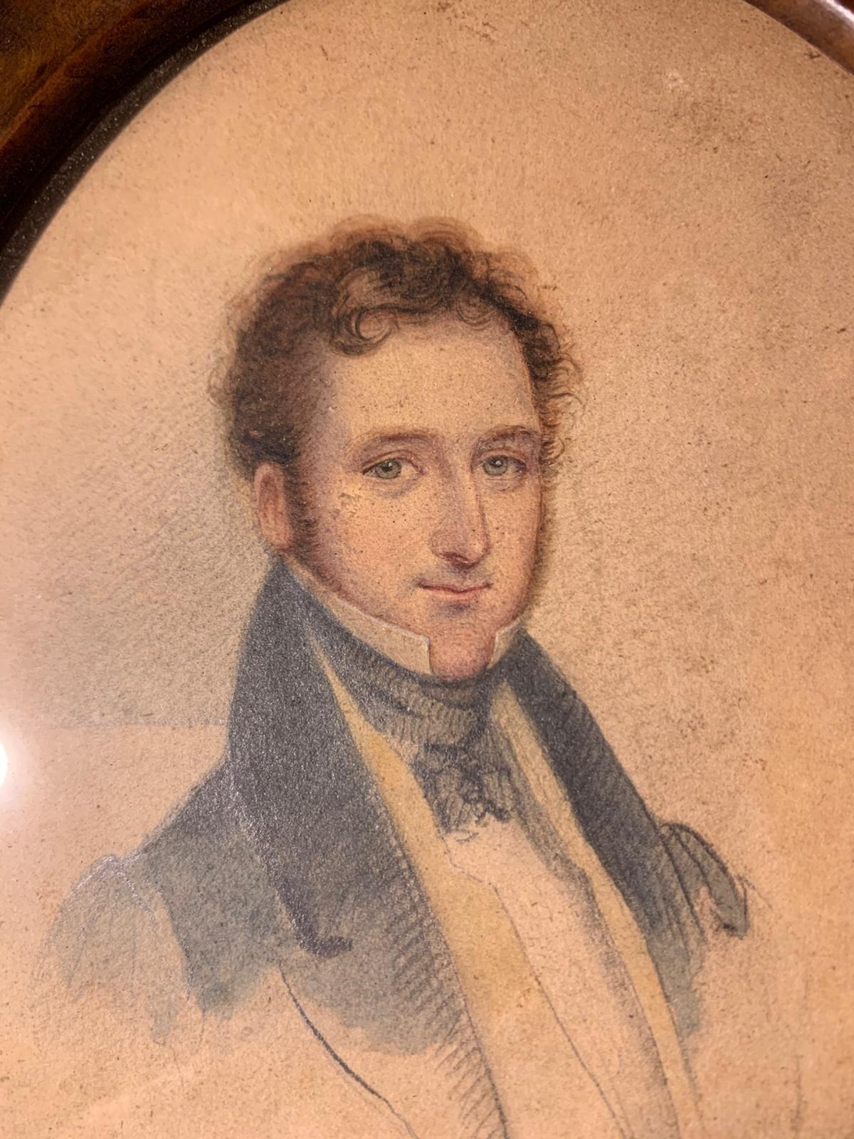 19th C watercolour of gentleman