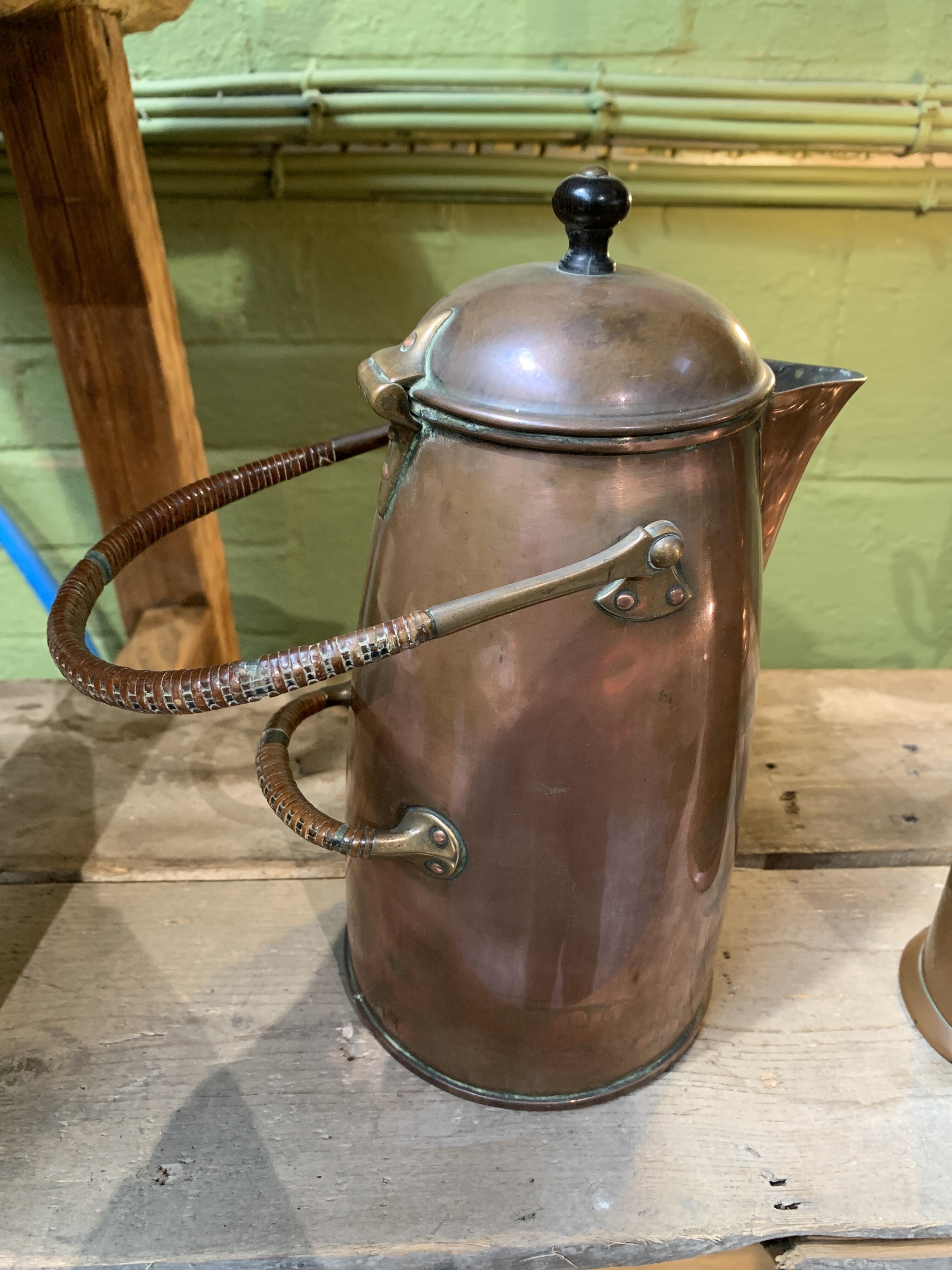 Antique WMF Copper Coffee Pot & Jug c.1914