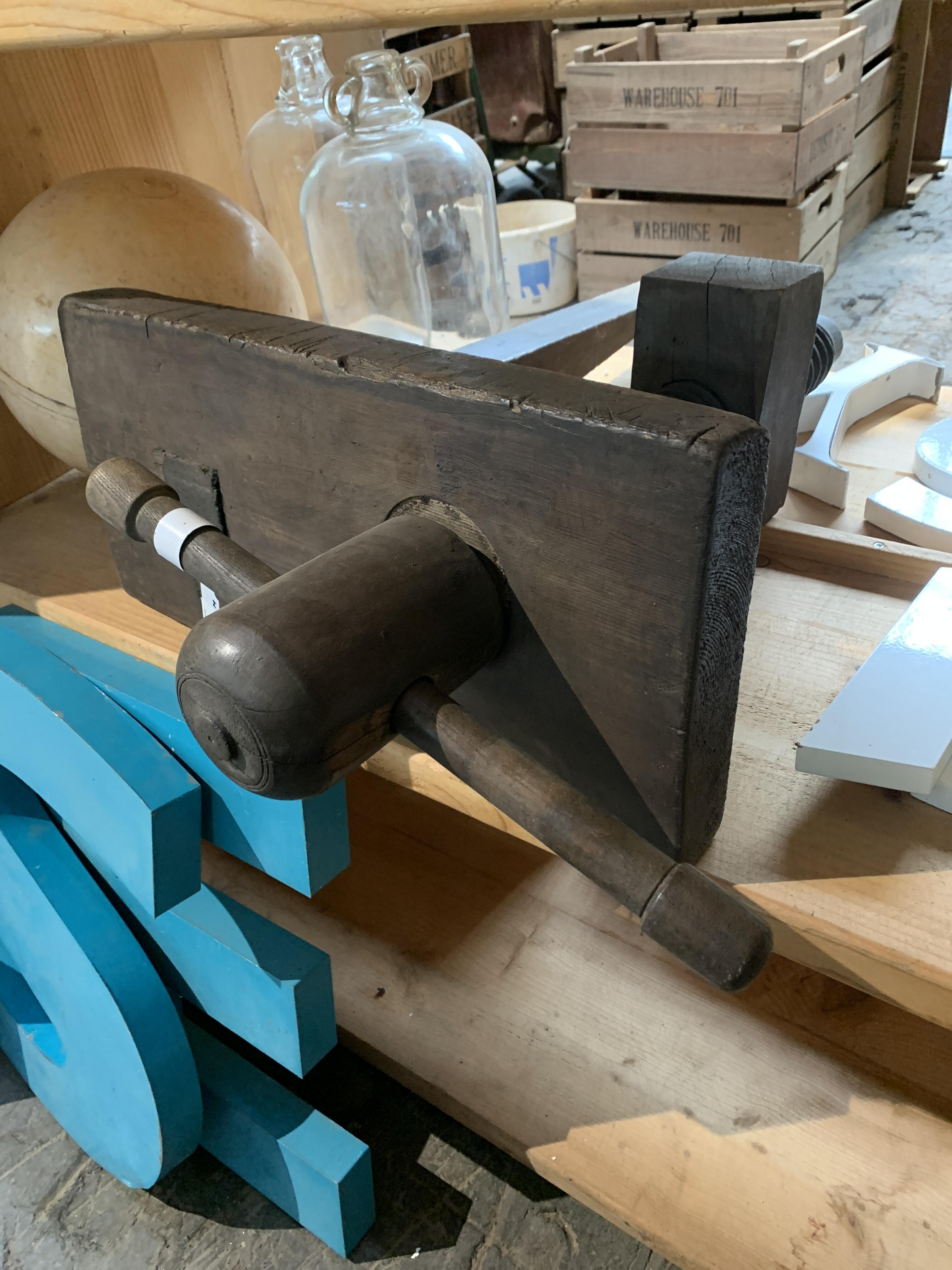1930s Period Wood Clamp/Vice for Carpentry Workbench