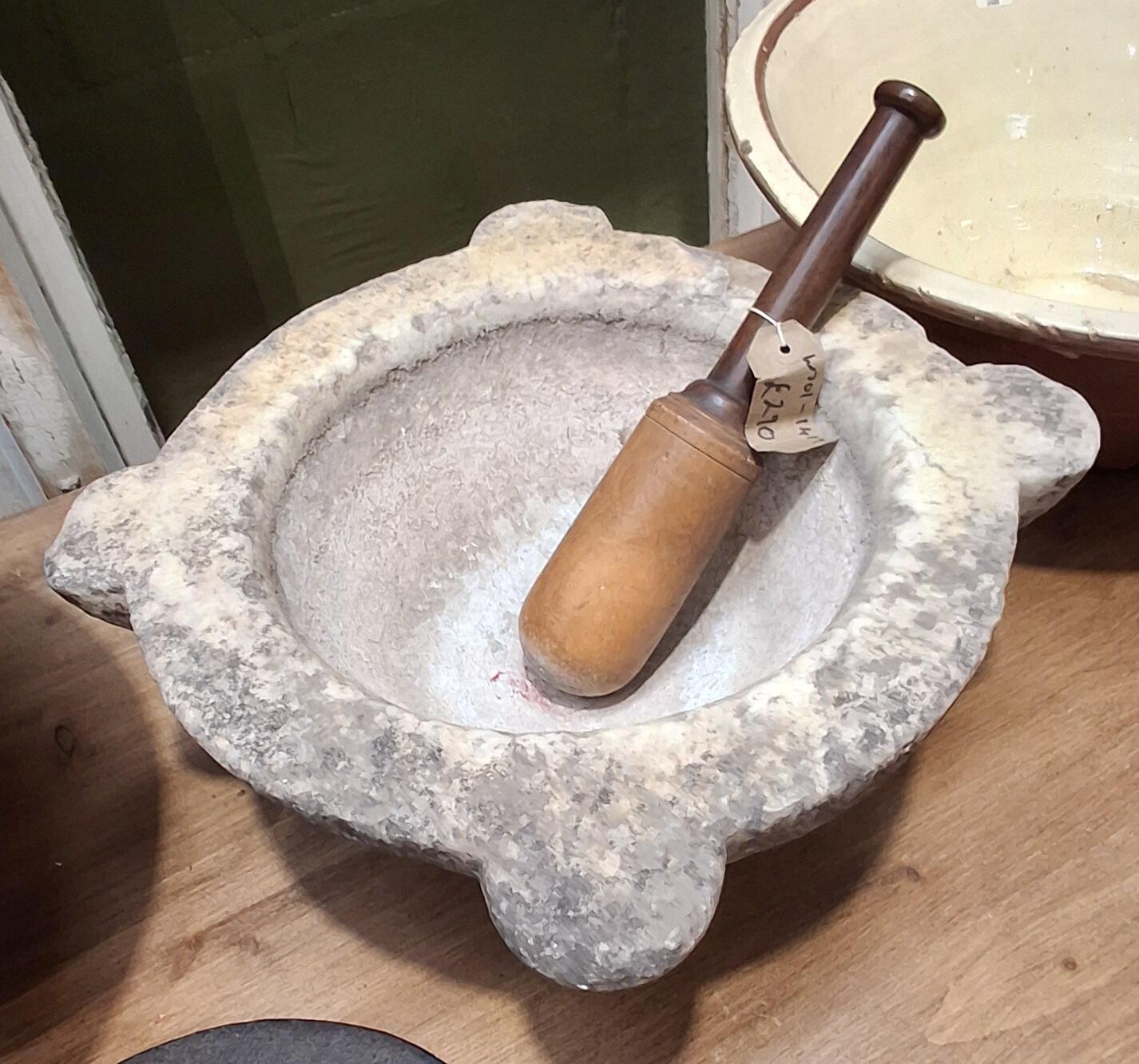 Vintage Marble Mortar and Pestle Set