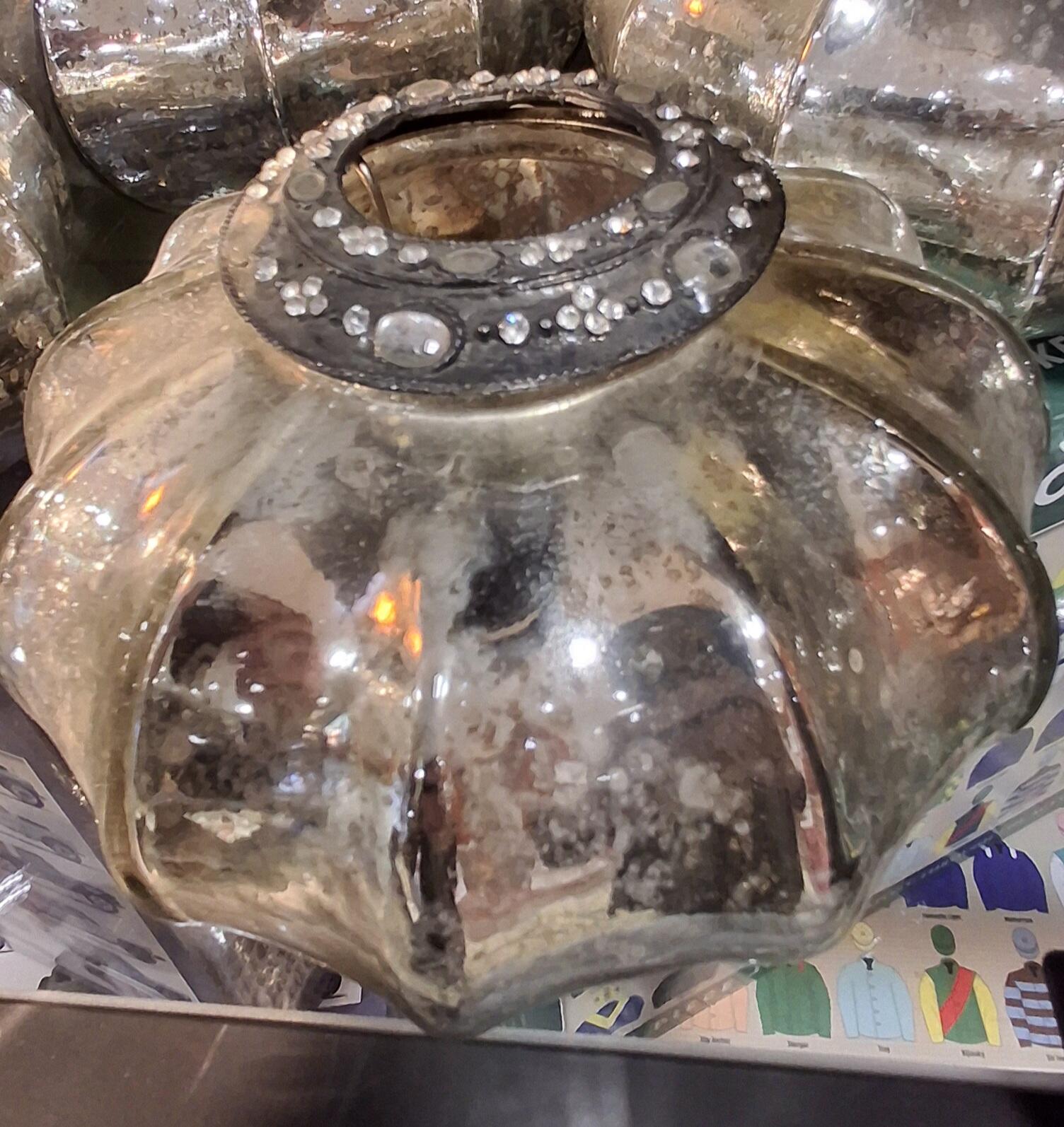 Medium Silver Pumpkin Tea Light Holder