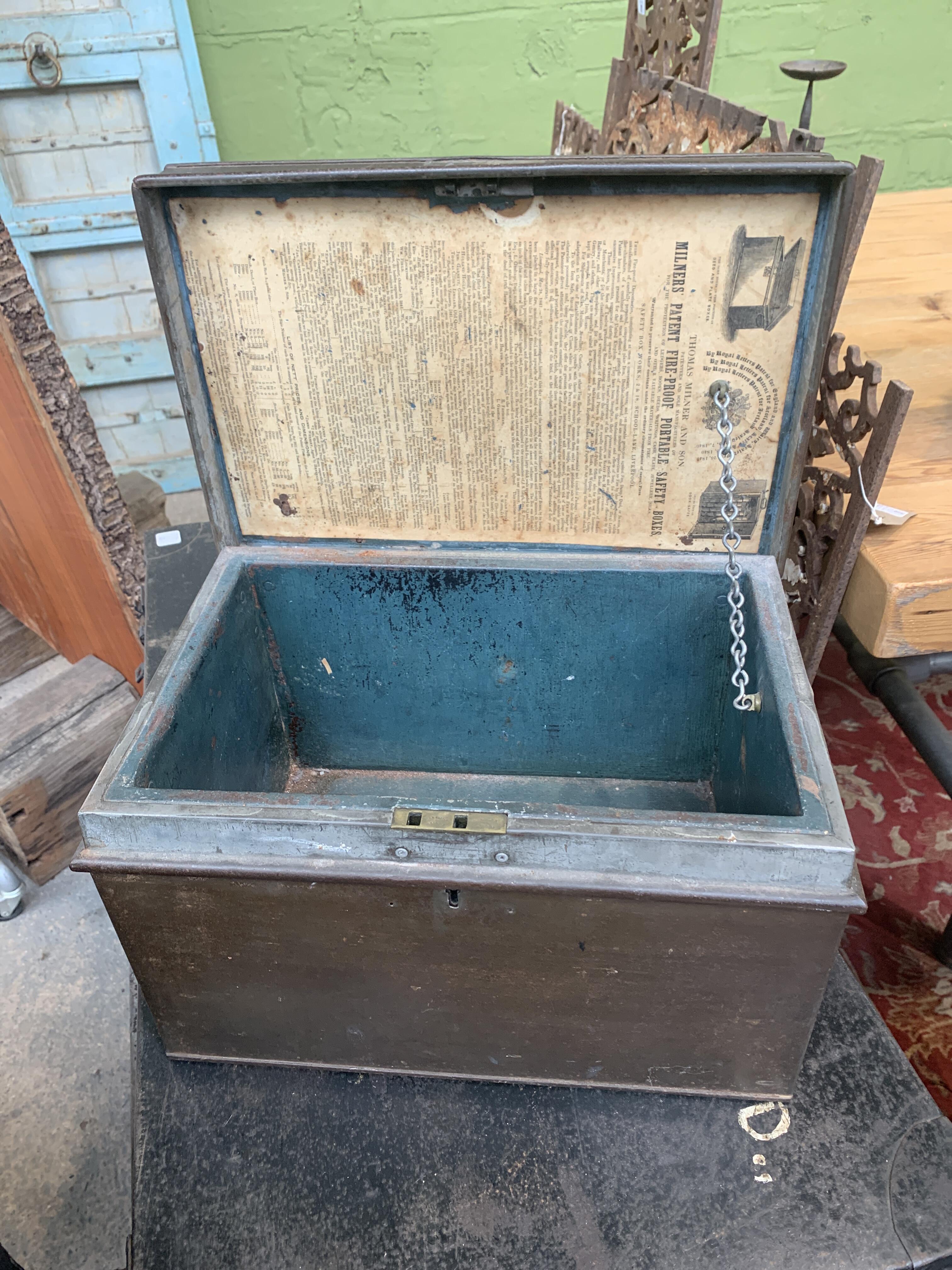 Vintage Metal Deed Box with Original Interior