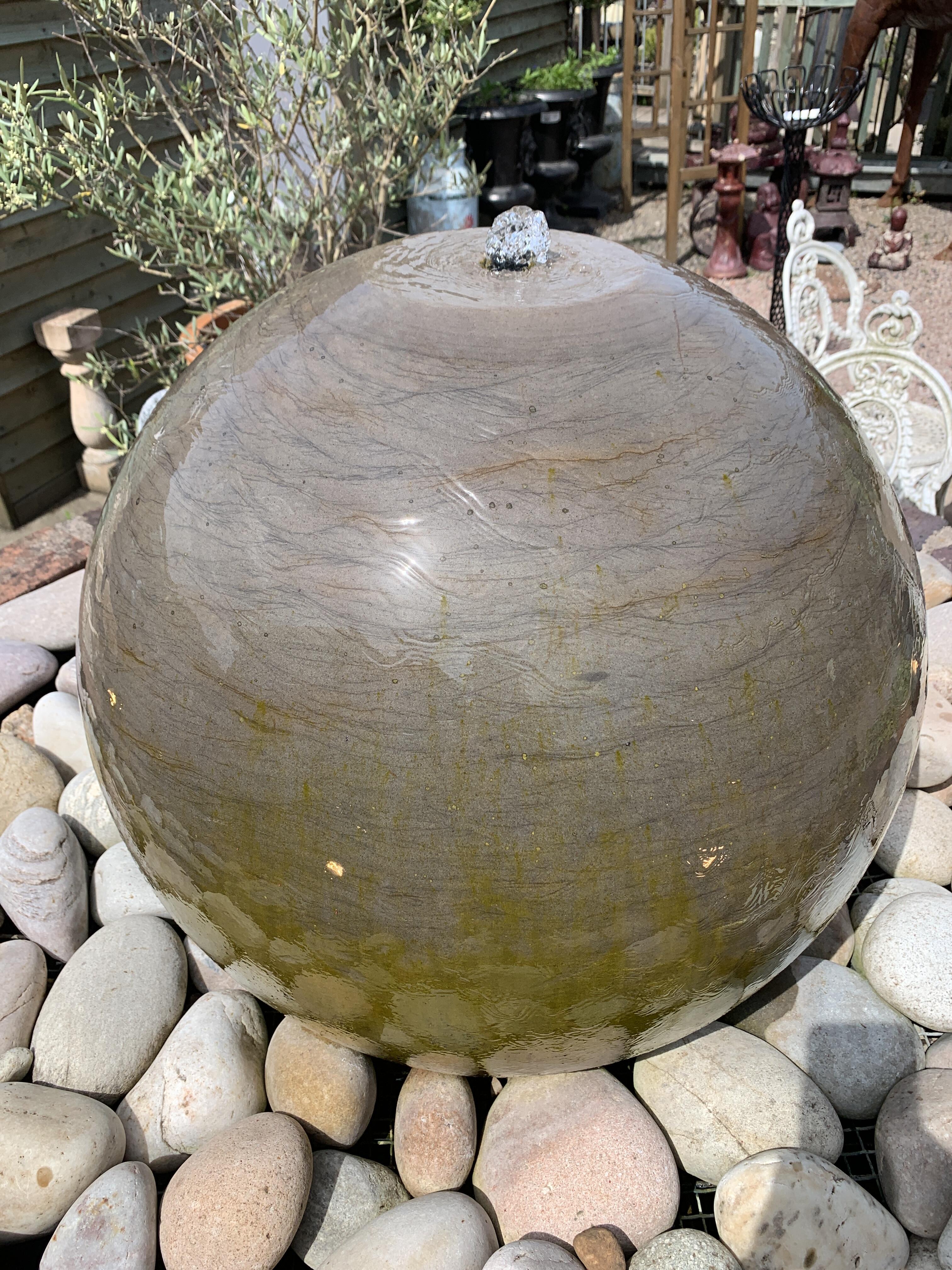 21" Stone Ball with Sump & Pump - Reclaimed Feature