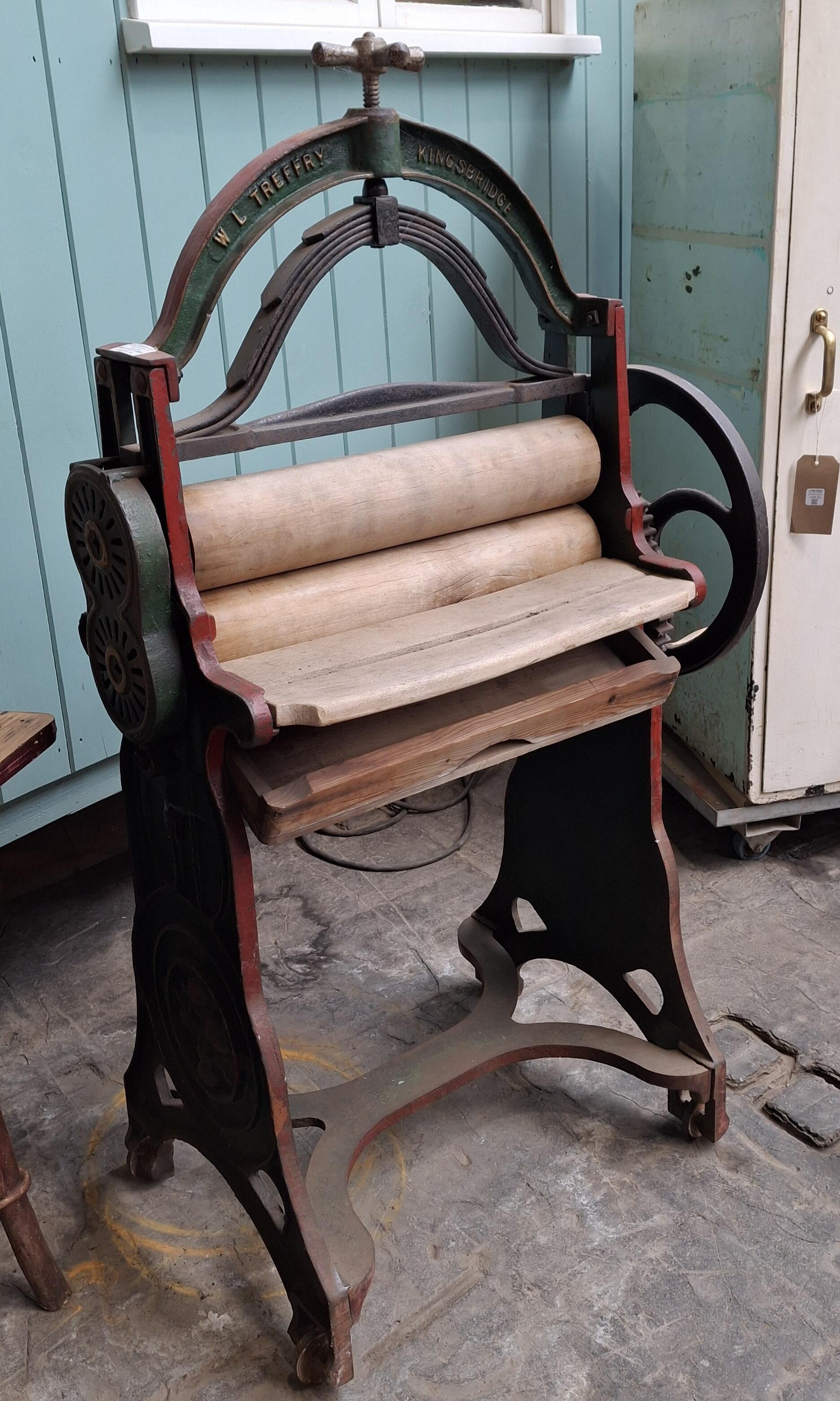 Authentic Working Cast Iron Mangle with Original Paint