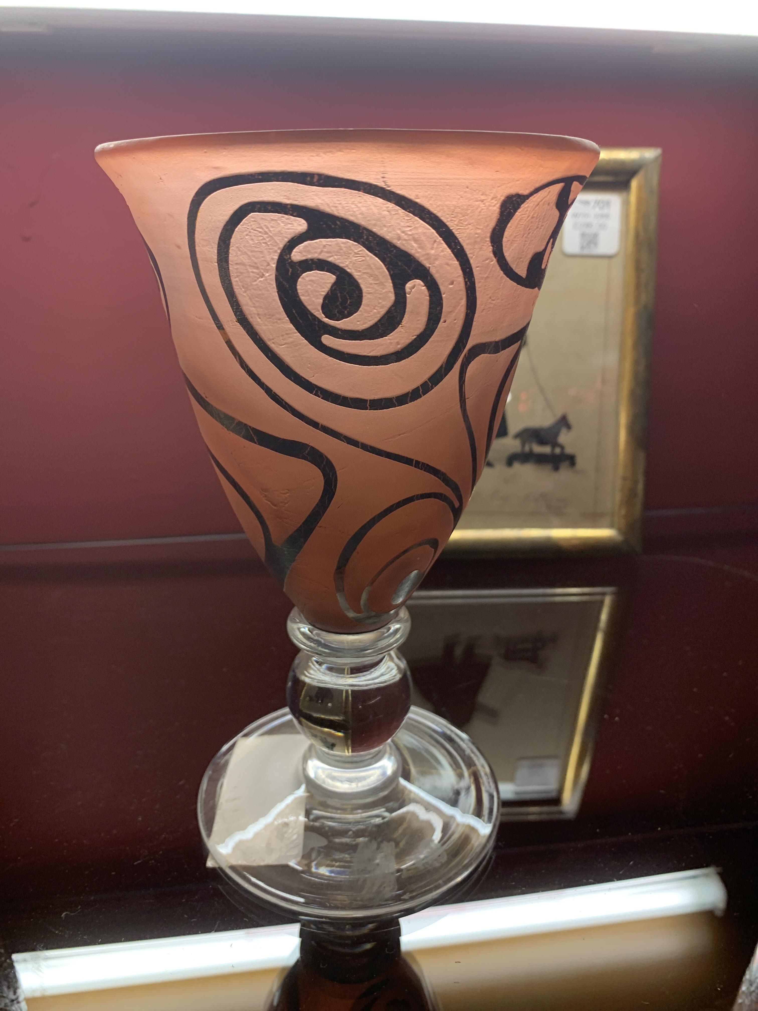 Glass Vase with Silver Cameo Trial Effect, Ironbridge 2001