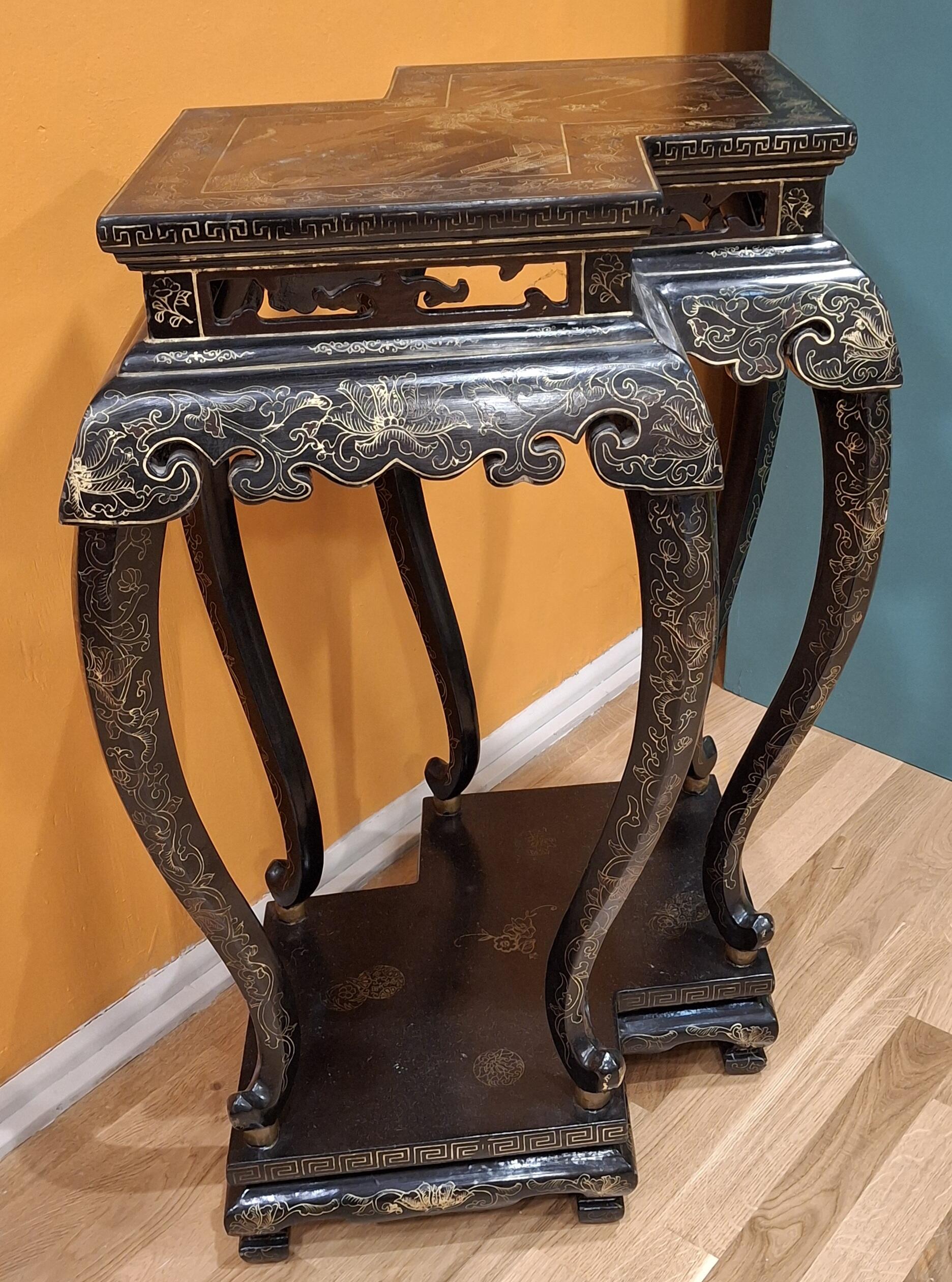 Vintage Black Chinoiserie Table PP82796