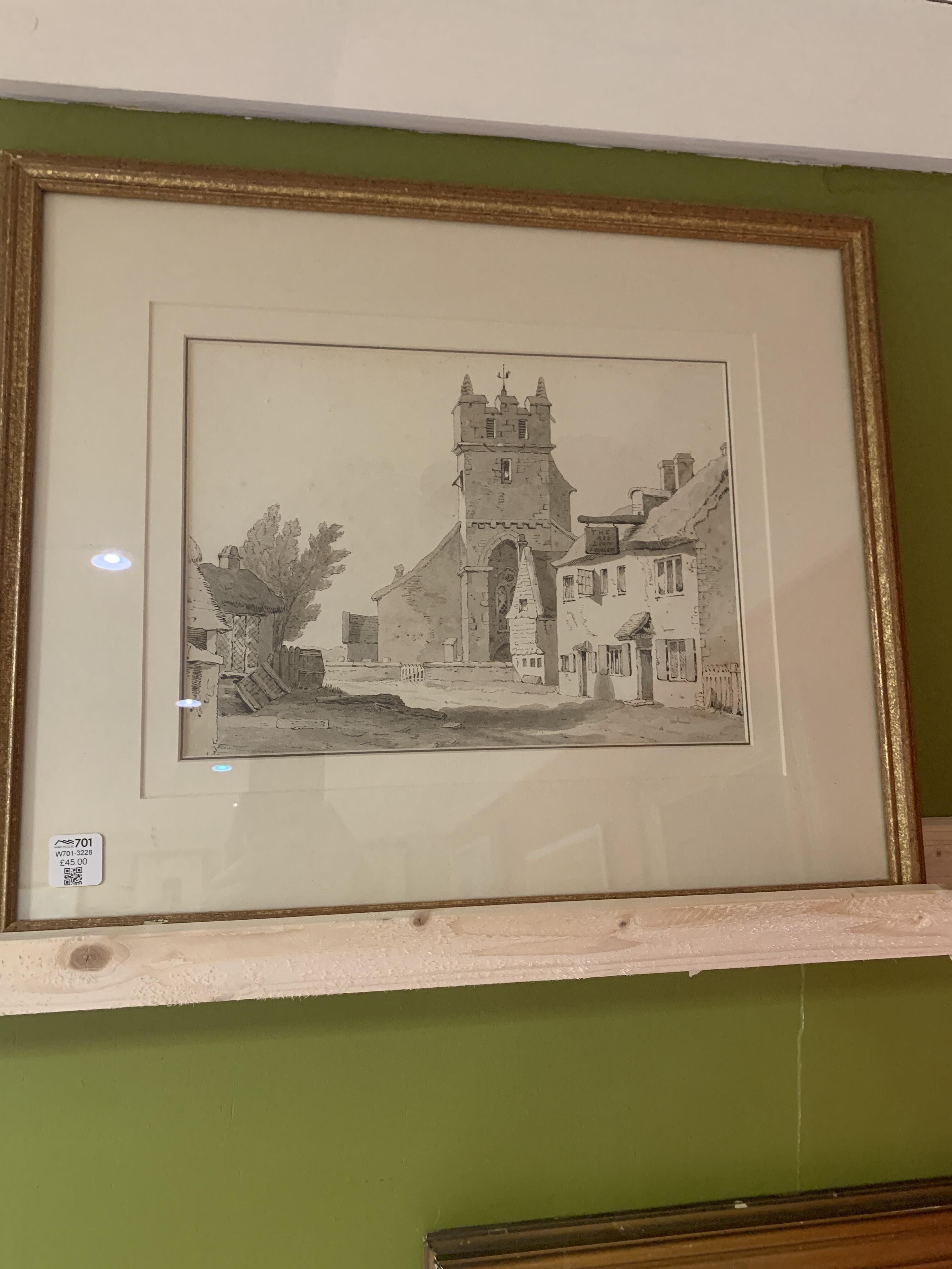 Antique Pen and Wash Artwork circa 1840