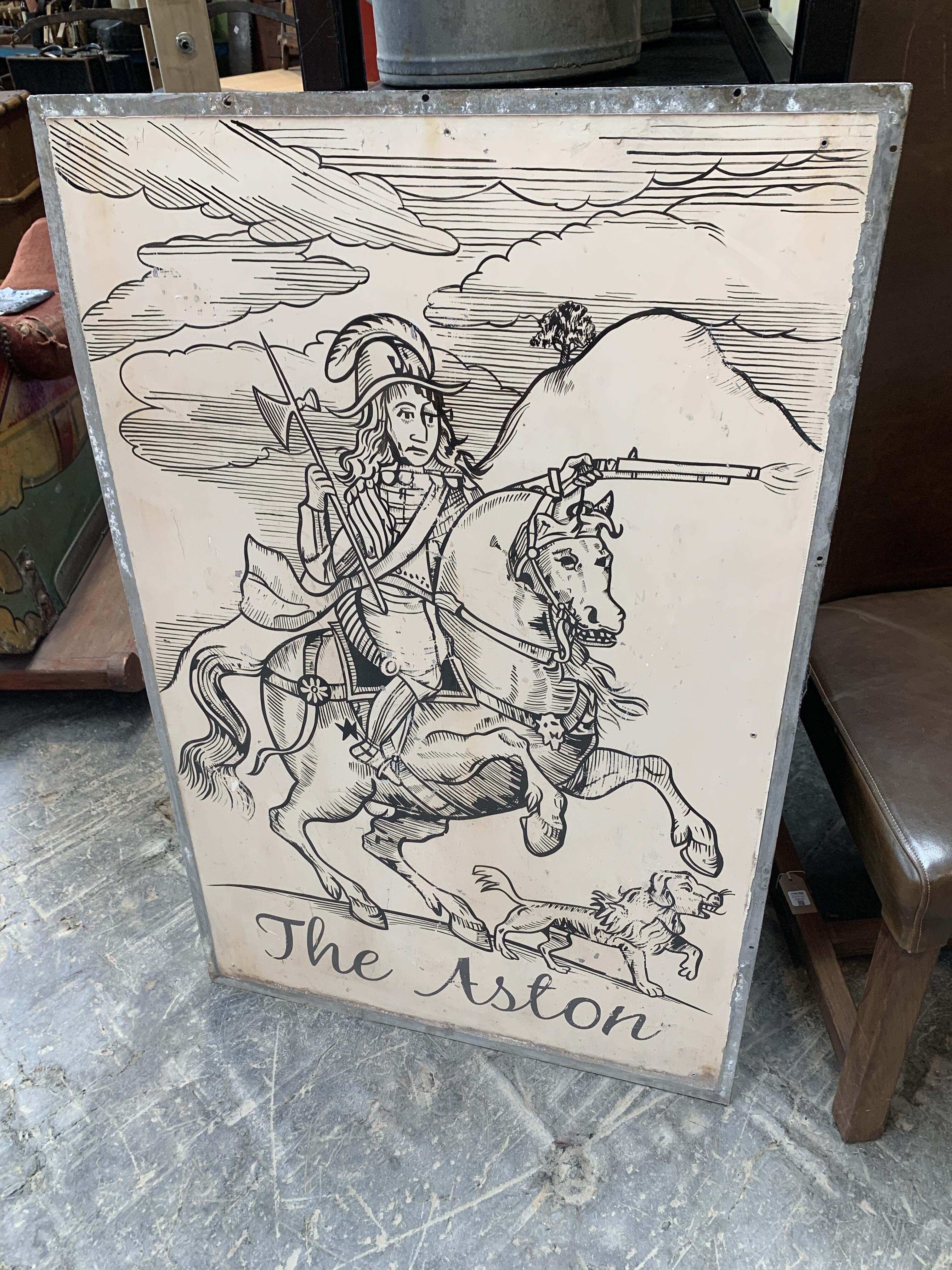 Vintage Hand-Painted 'The Aston' Metal Sign