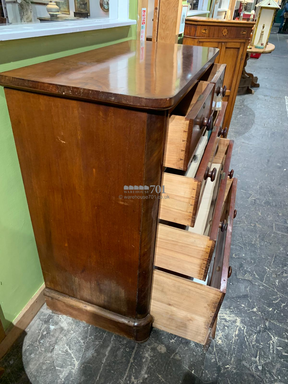 19th C mahogany chest of three drawers