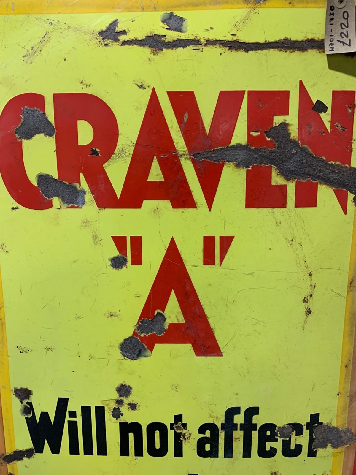 'Craven A will not affect your throat' metal sign
