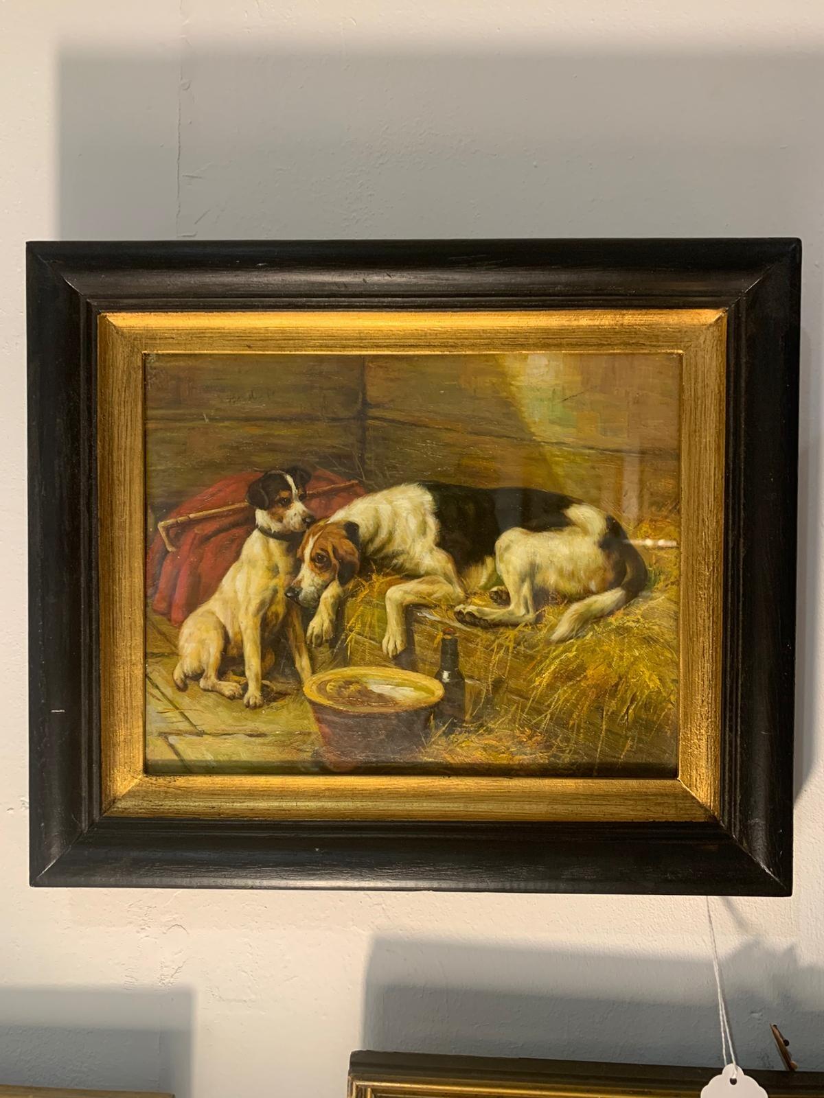 20th century study two dogs in a barn