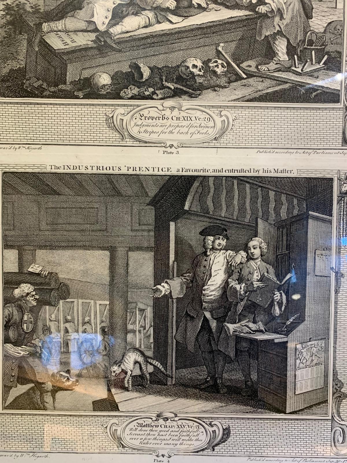 Antique Hogarth prints Industrious and idle 'prentice - sold separately