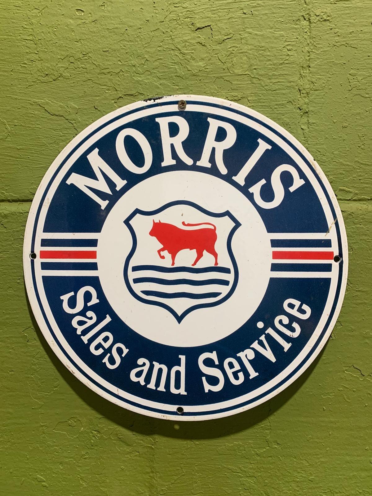 Vintage enamel Morris sales and service sign