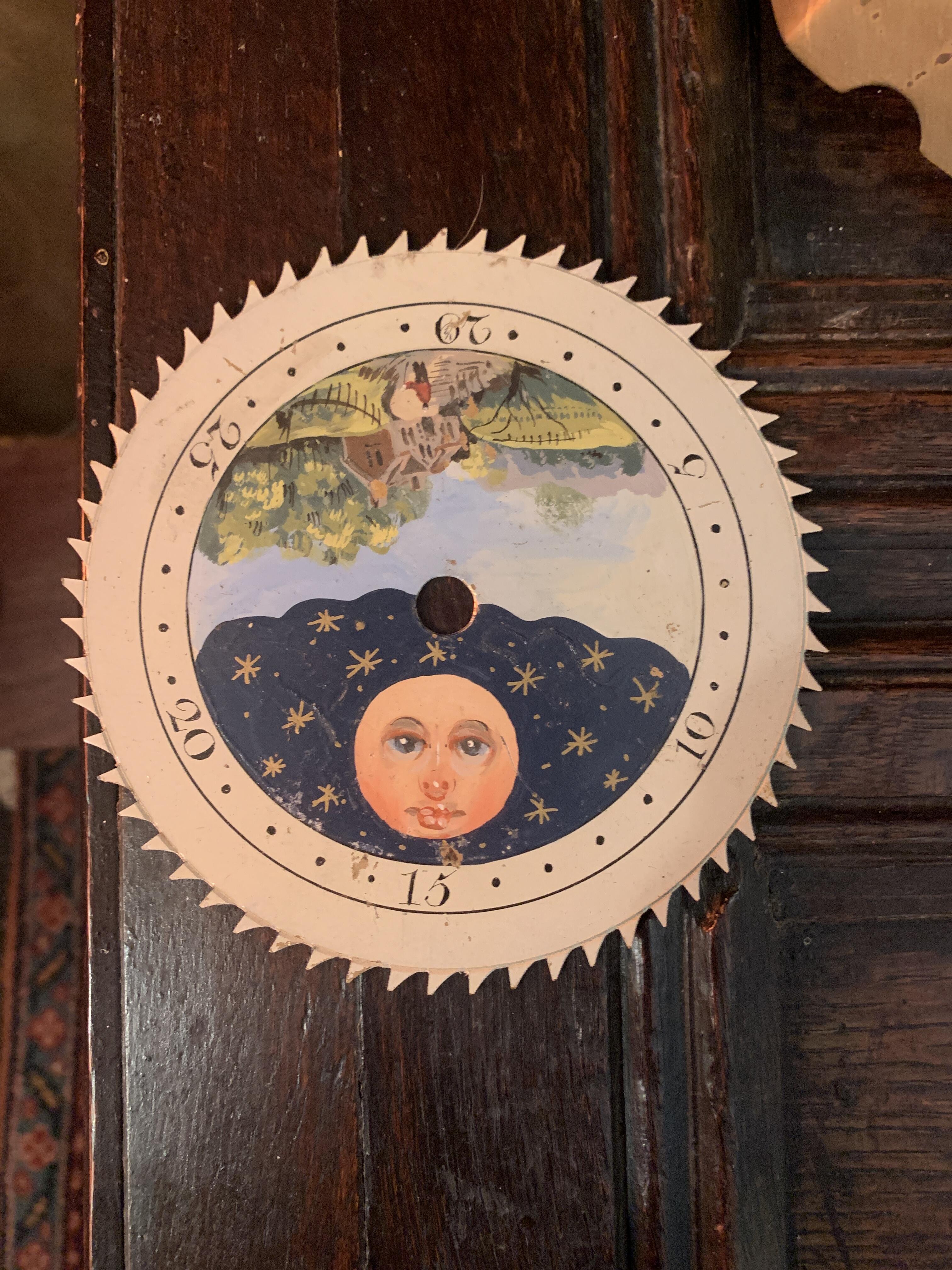 Antique Moon Grandfather Clock Dial - 13cm
