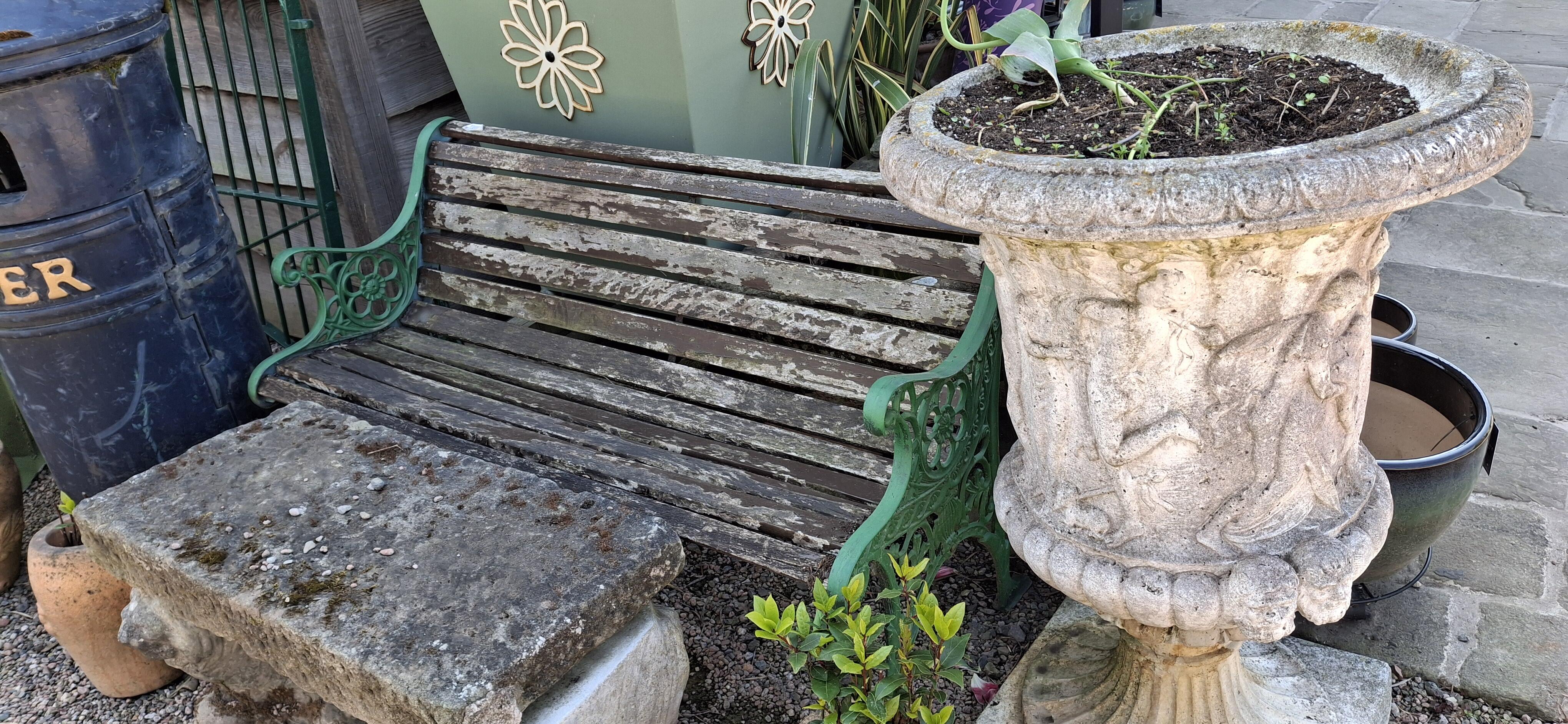 Charming 20th Century Bench with Ornate Cast Ends