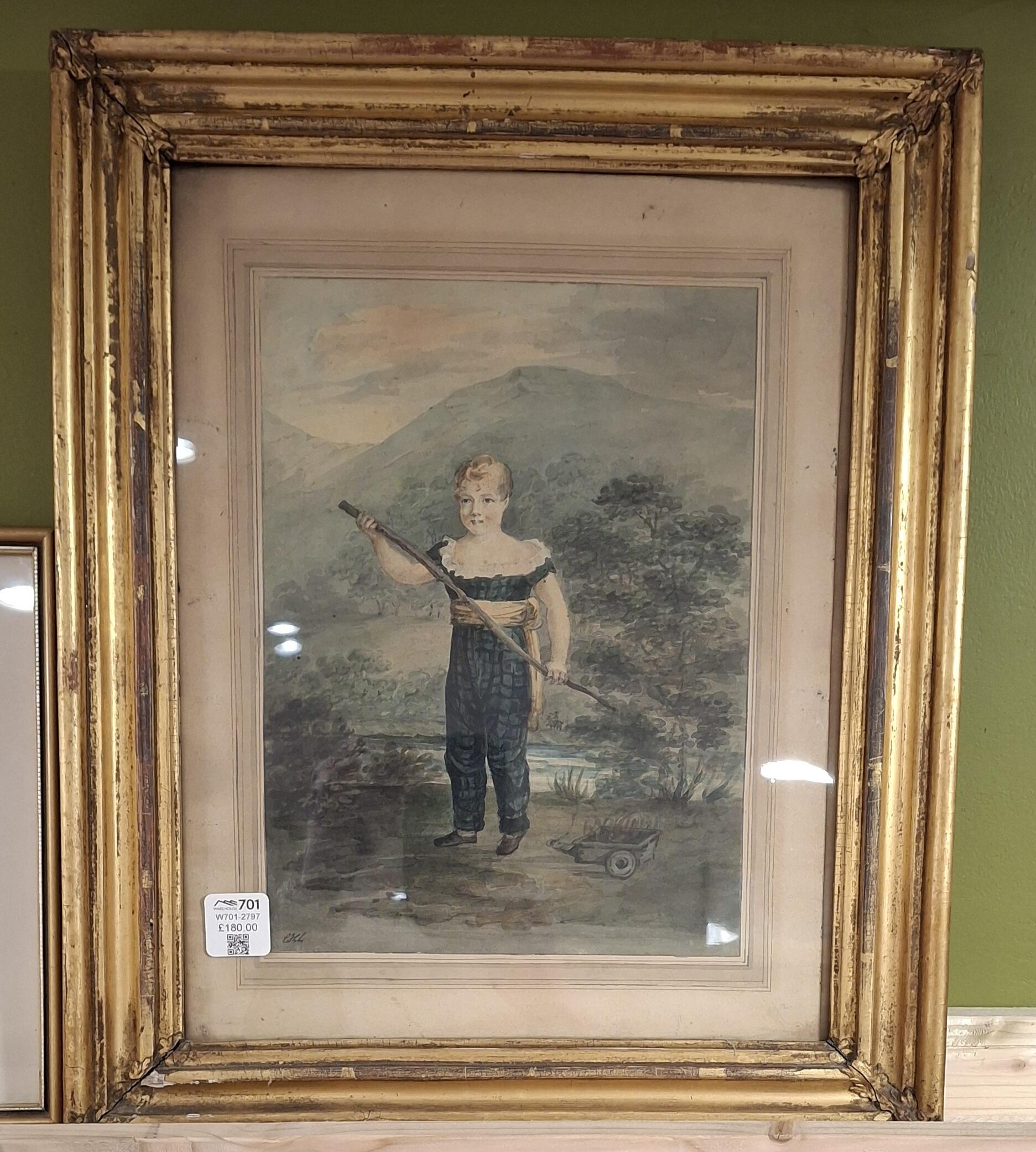 Charming 19th Century Watercolour of a Boy