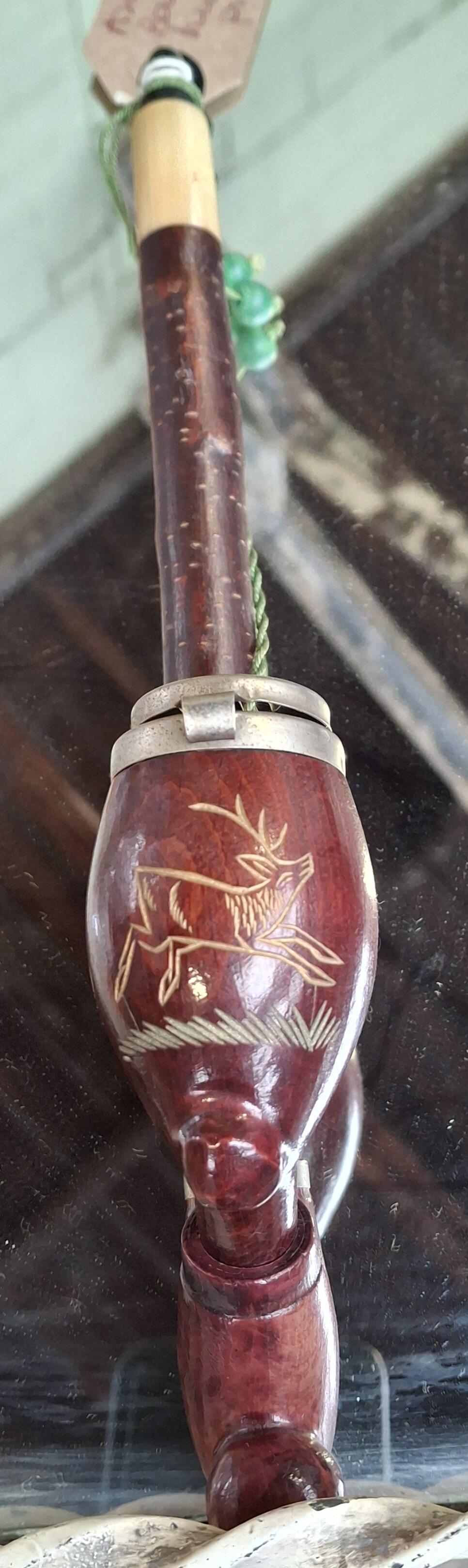 Antique Bavarian Hunting Pipe with Carved Detail