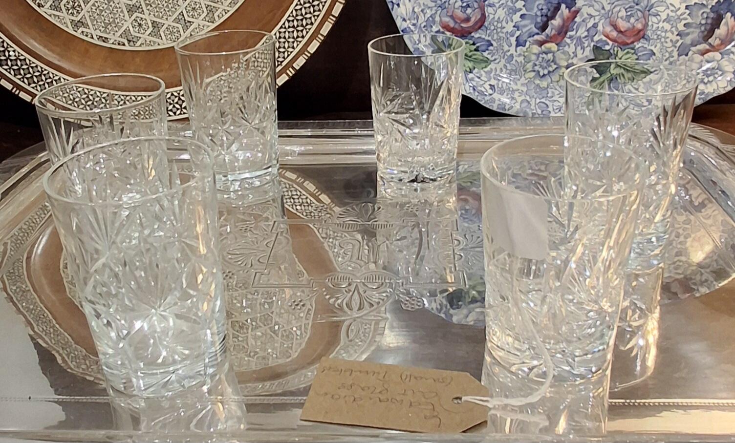 Set of 6 Vintage Cut Glass Tumblers