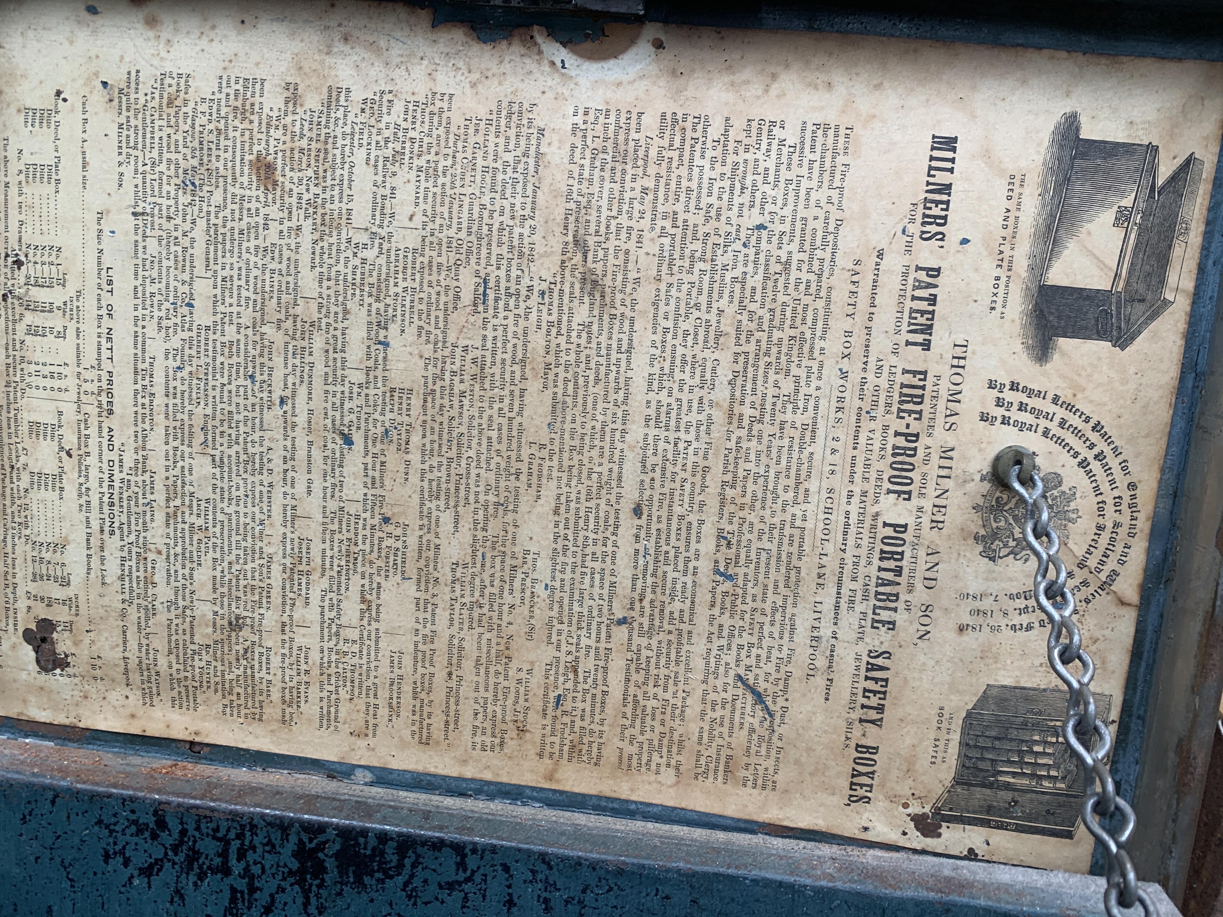 Vintage Metal Deed Box with Original Interior