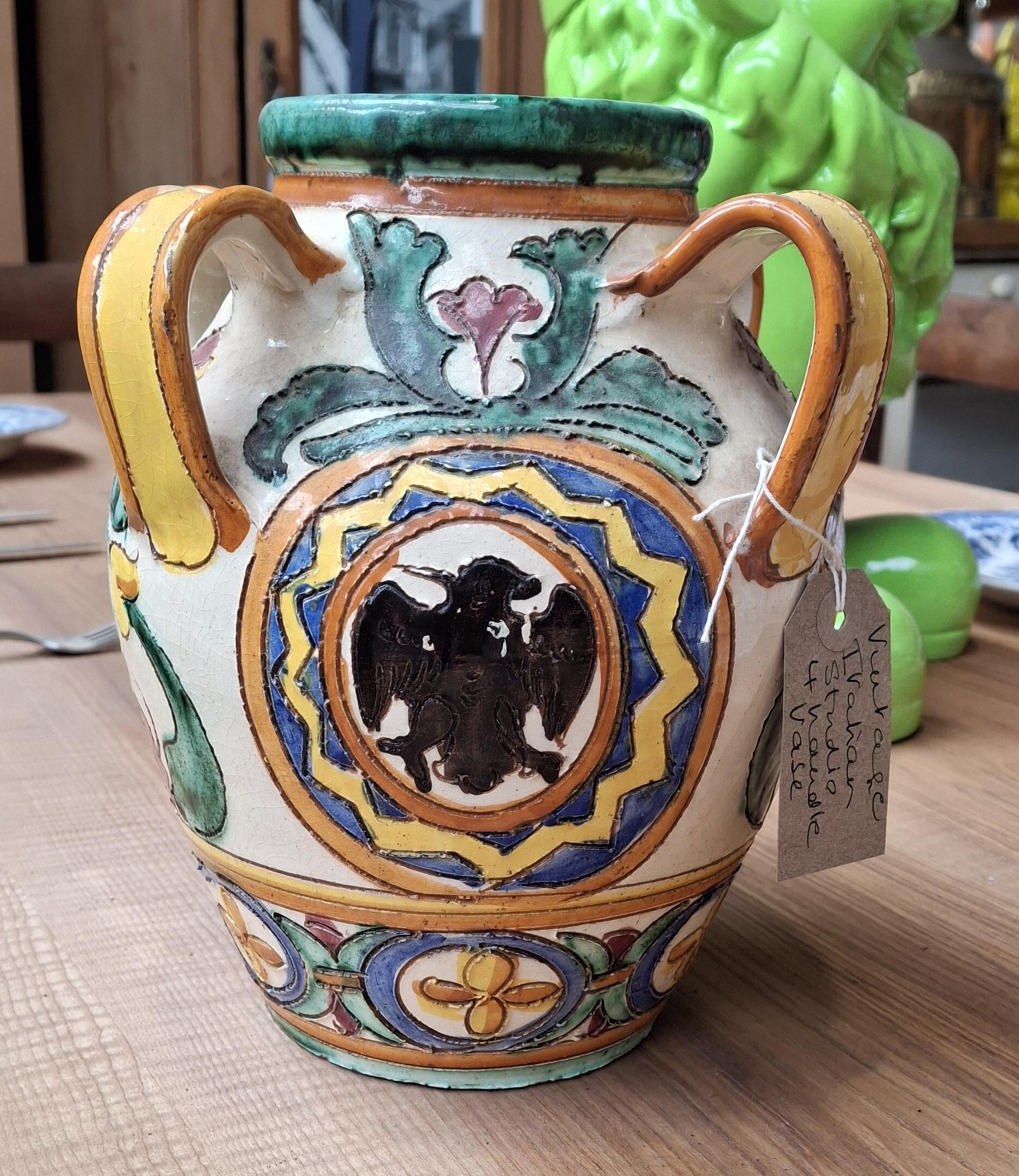 Vintage Italian Studio 4 Handle Vase YEO506